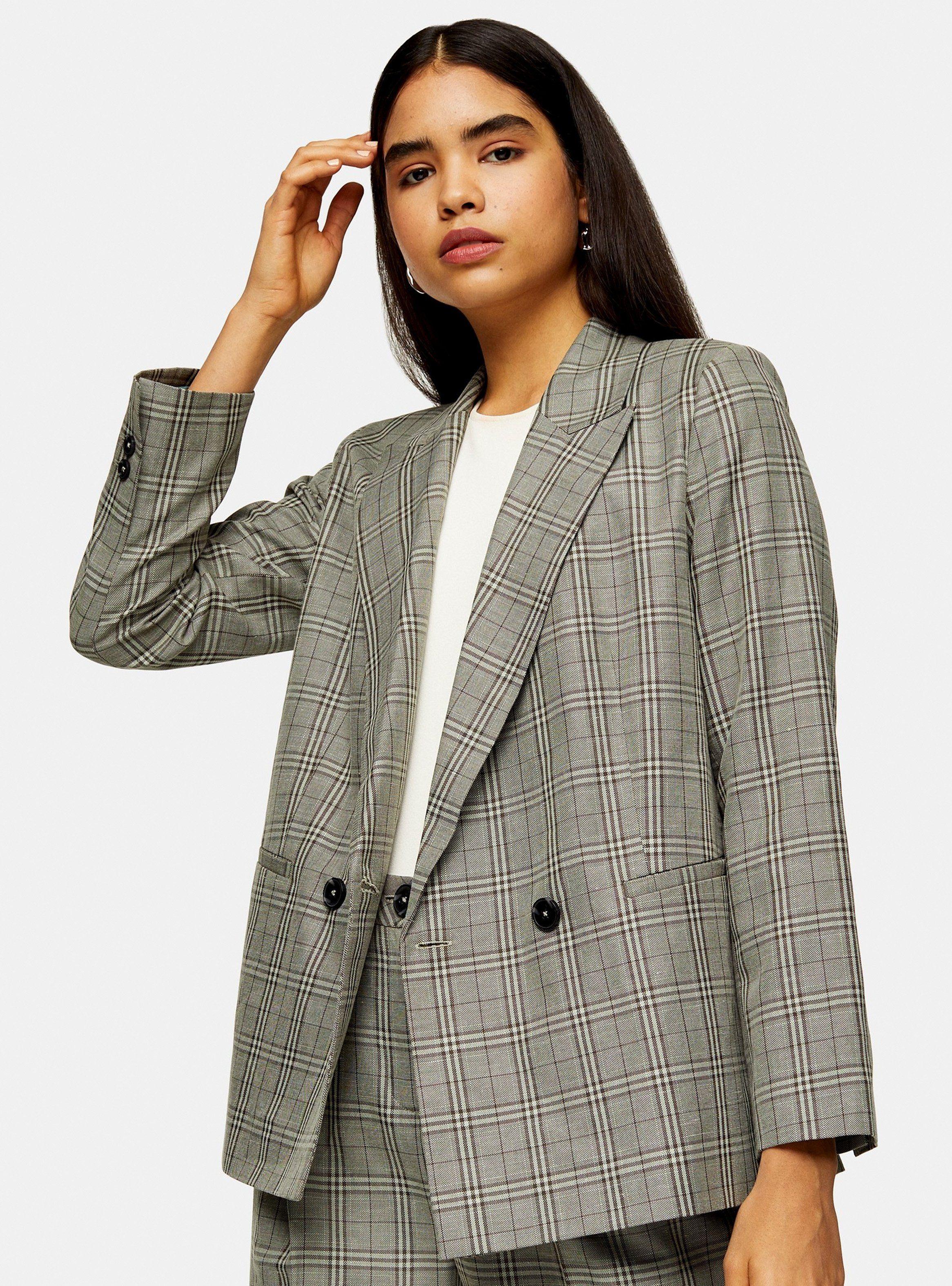 Blazer CONSIDERED Mint Check Topshop-0