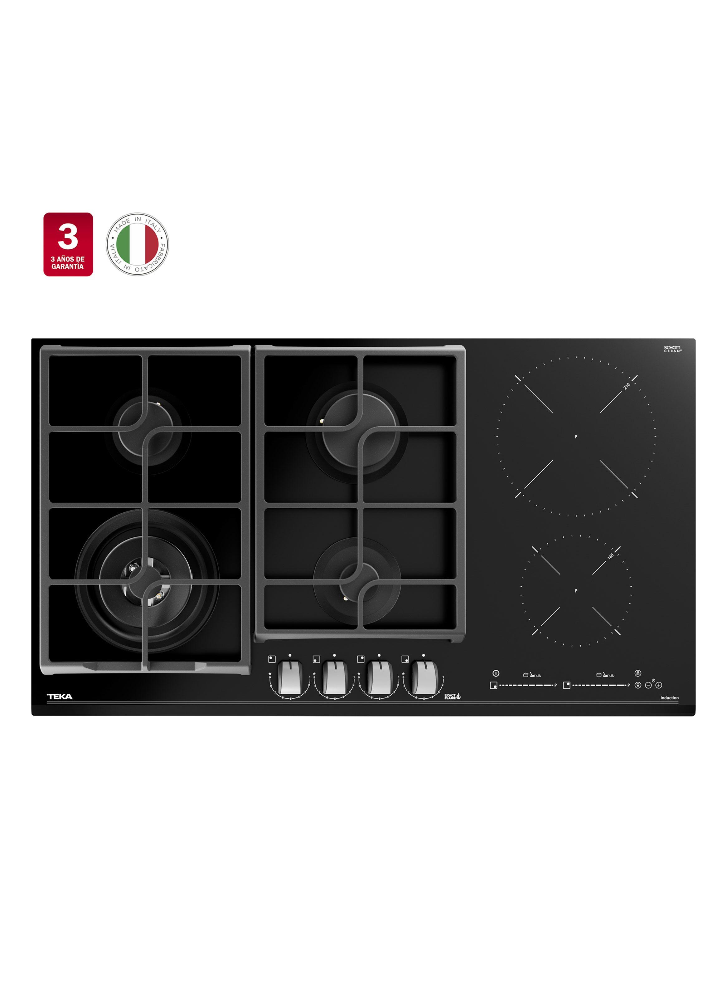 Encimera Cristal Gas + Inducción 6 Quemadores JZC 96342 BBB BK-2