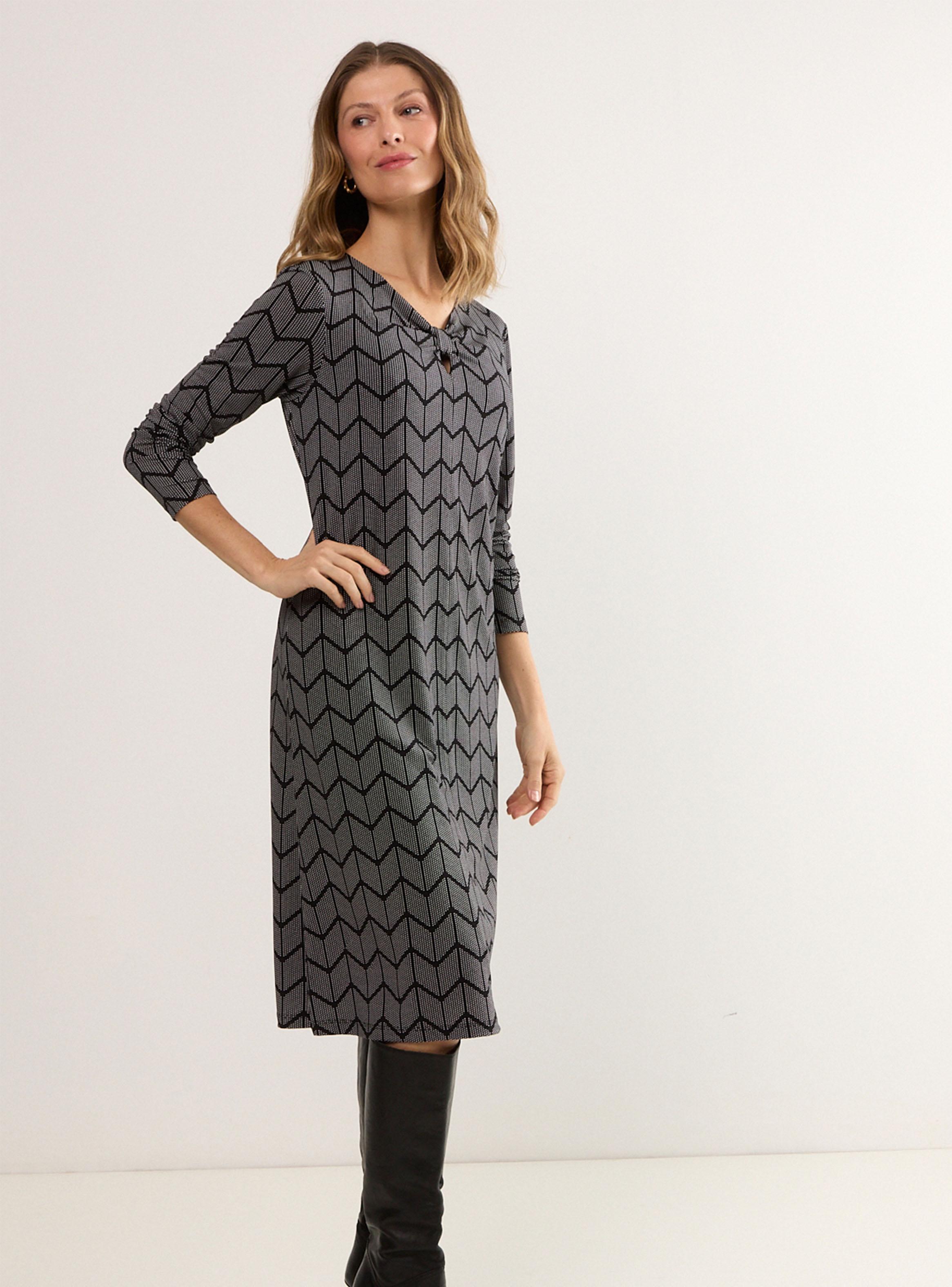 Vestido Estampado con Nudo en Escote 1312-0