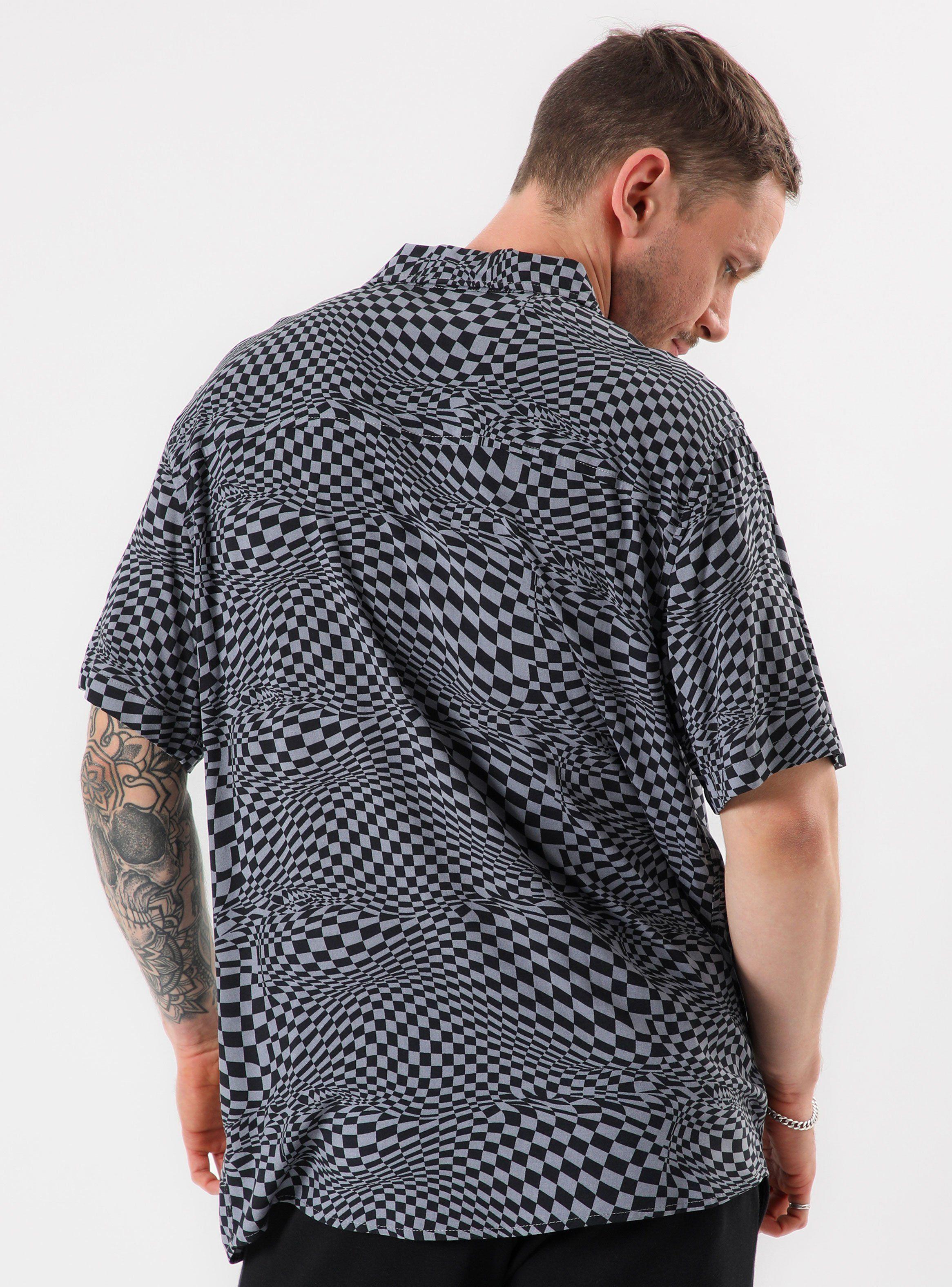 Camisa Manga Gris Corta Full Print Cuadros-1
