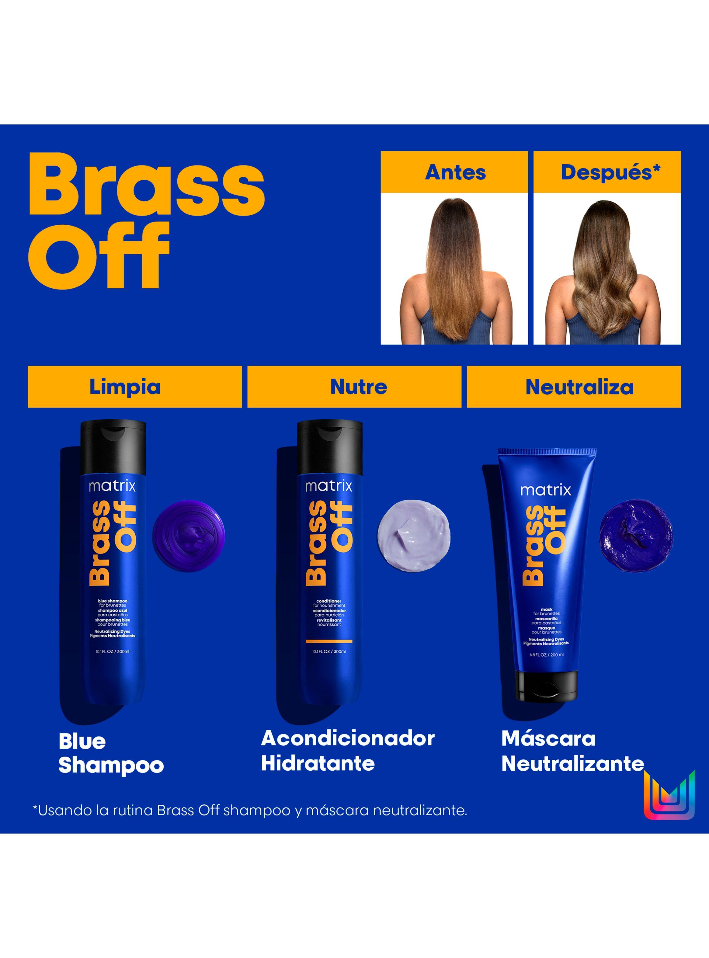 Máscara Matizadora Azul Cabello Castaño con Color Brass Off 200ml-5