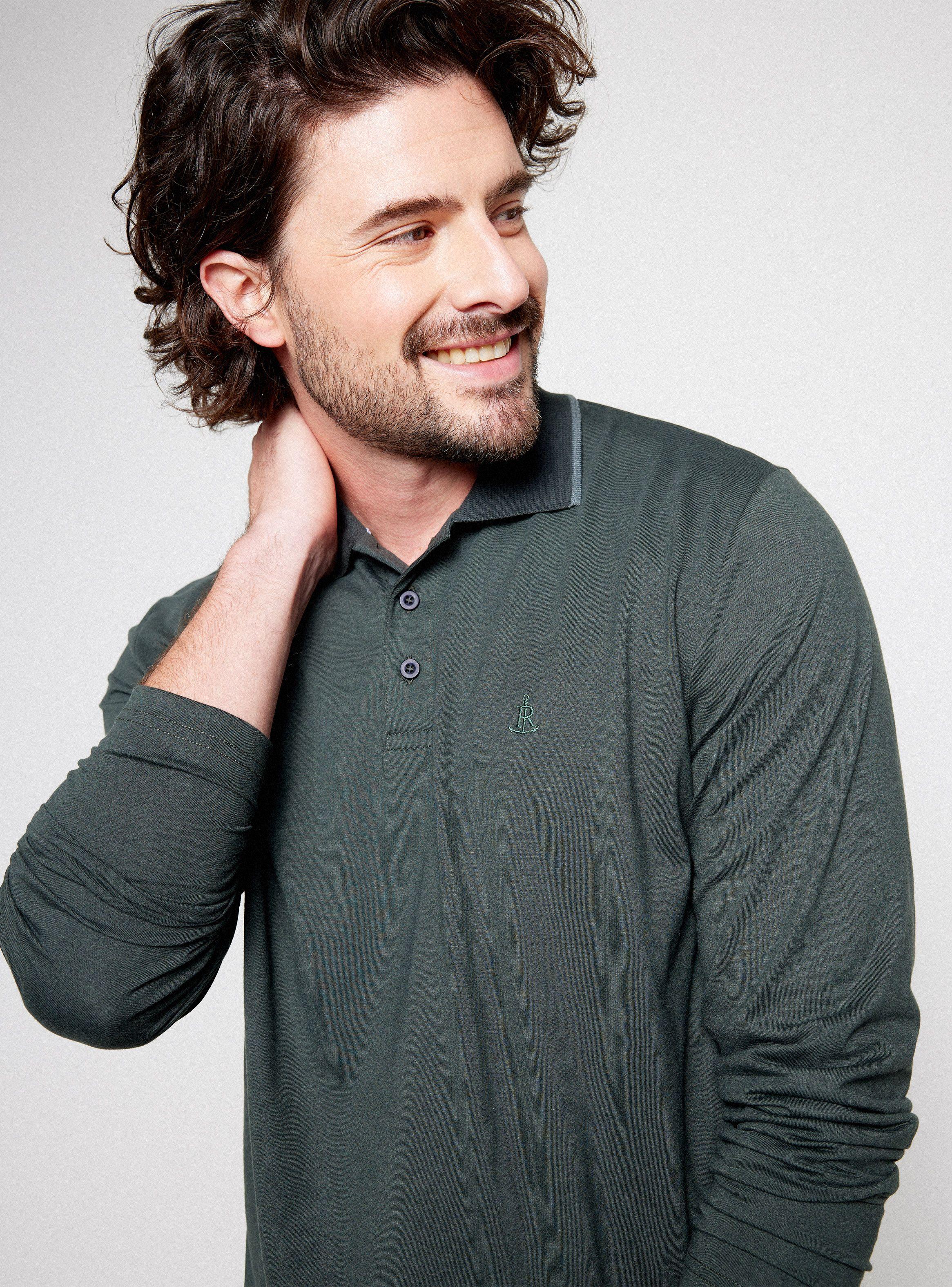 Polera Manga Larga Cuerpo Algodón Cuello Piqué-2