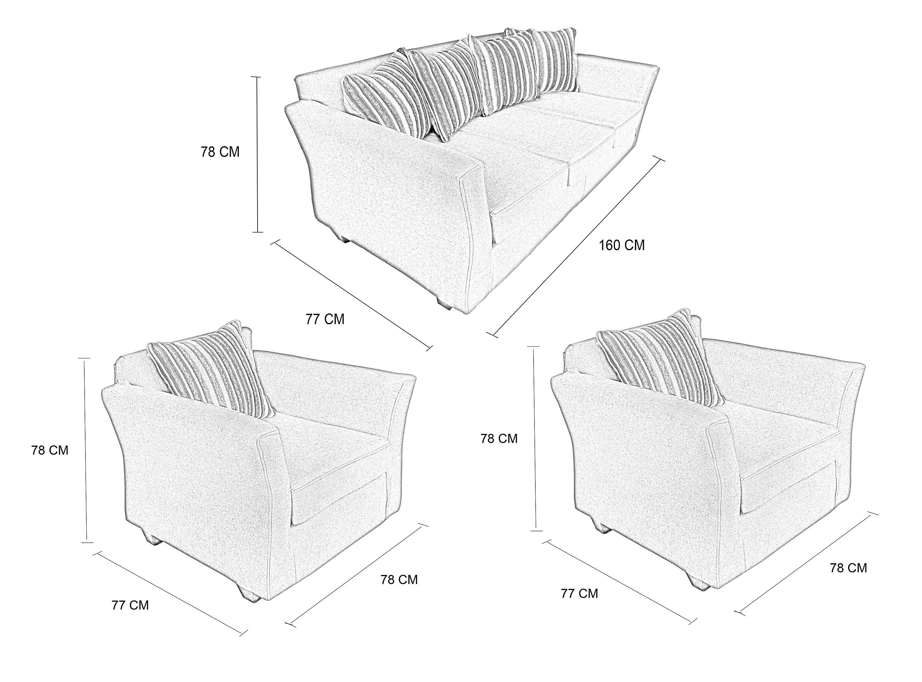 Juego Living York Sofá 3C + 2 Sillones 1C-1