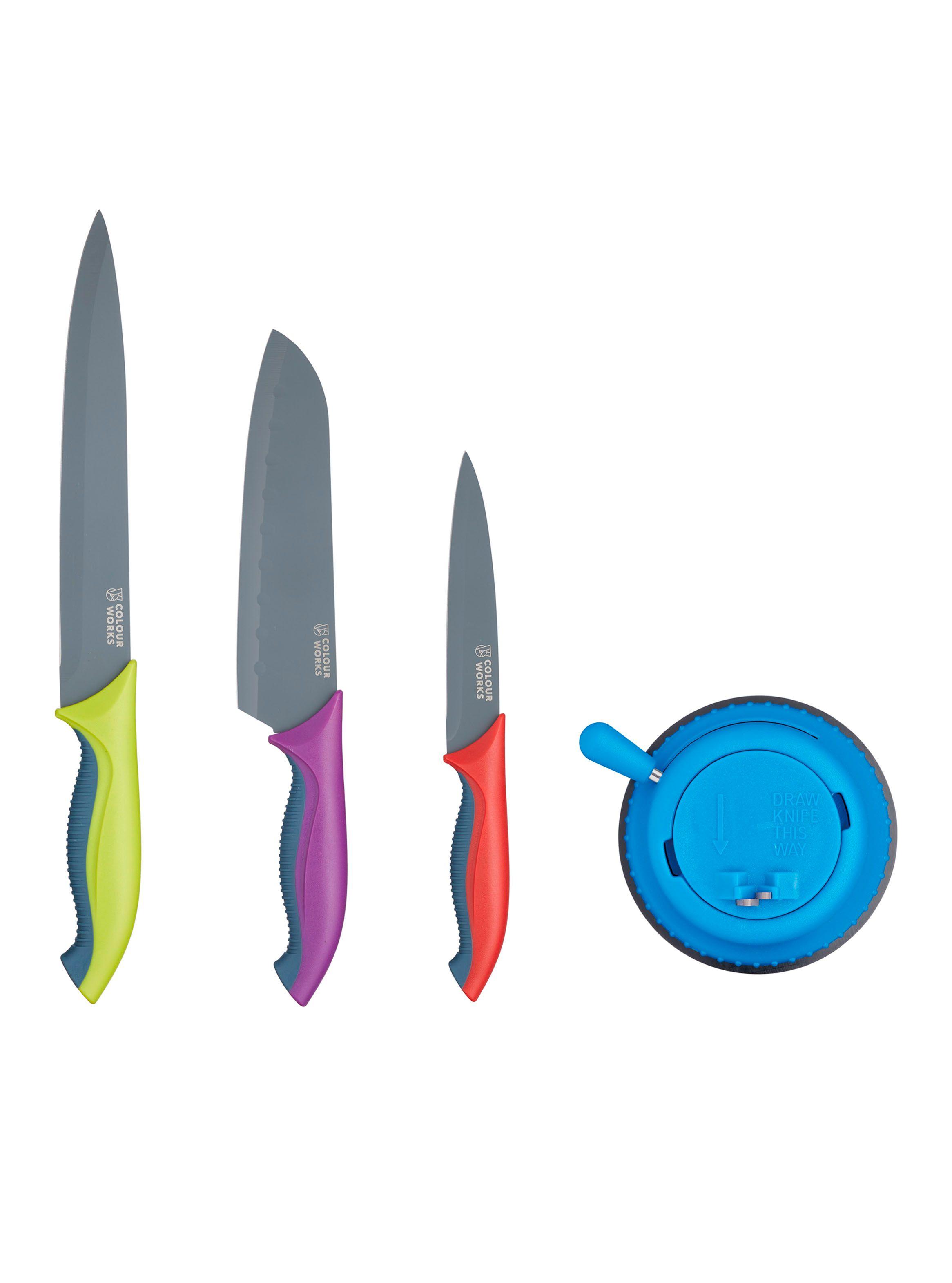 Set Kitchen Craft 3 Cuchillos con Afilador Colourworks-1