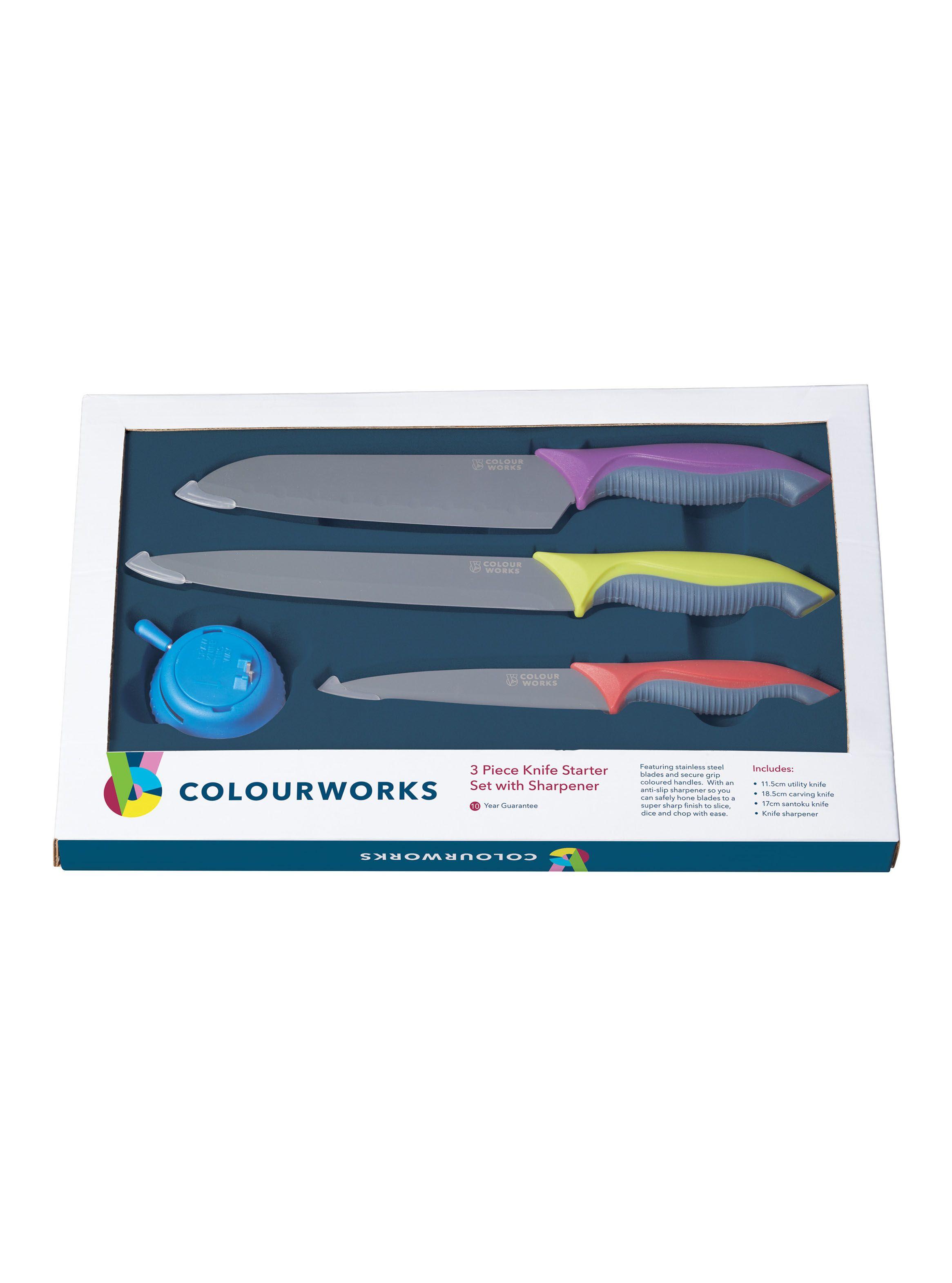Set Kitchen Craft 3 Cuchillos con Afilador Colourworks-0