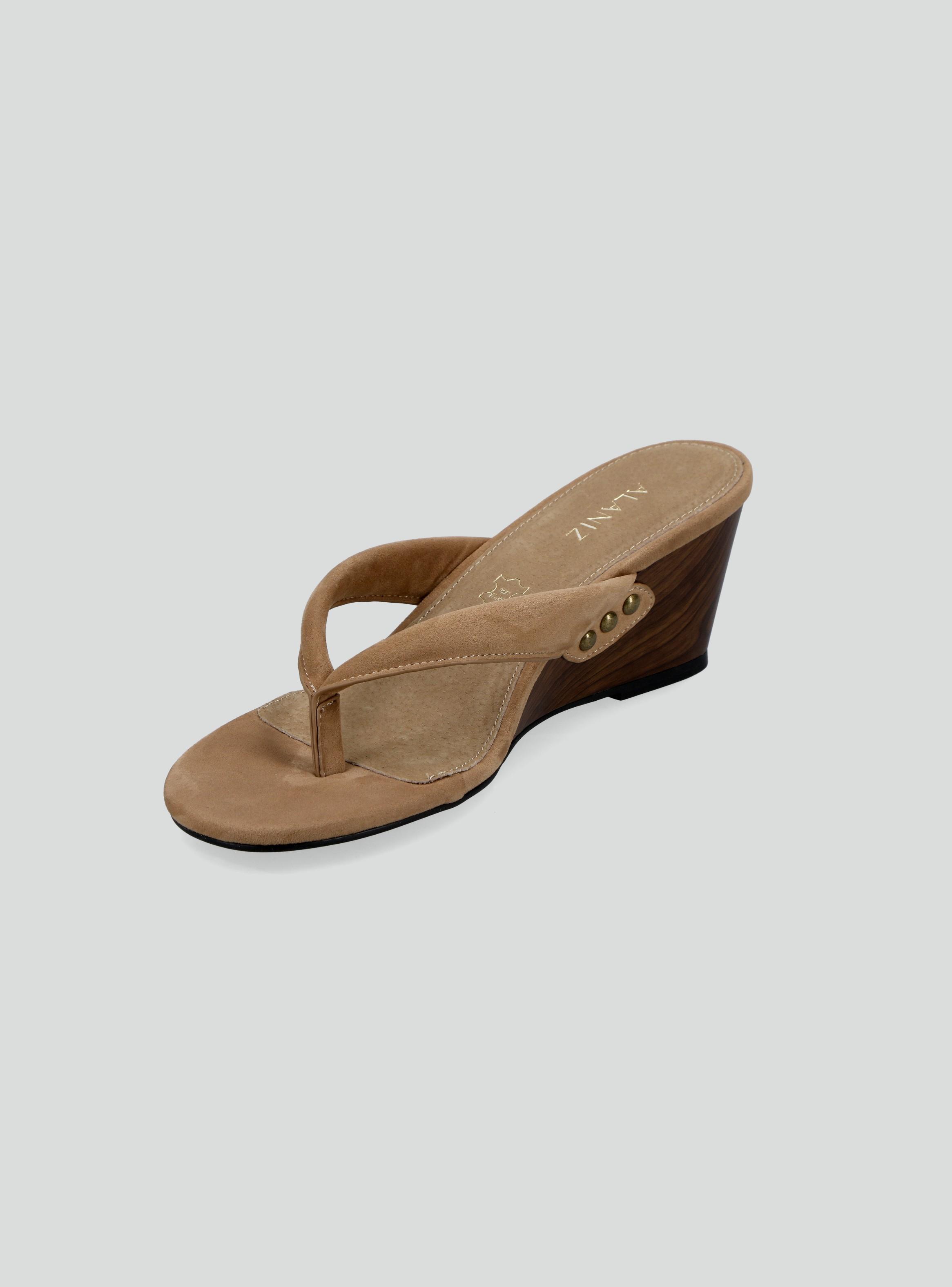 Sandalia Efecto Gamuza Flip Flop con Cuña Mujer-2