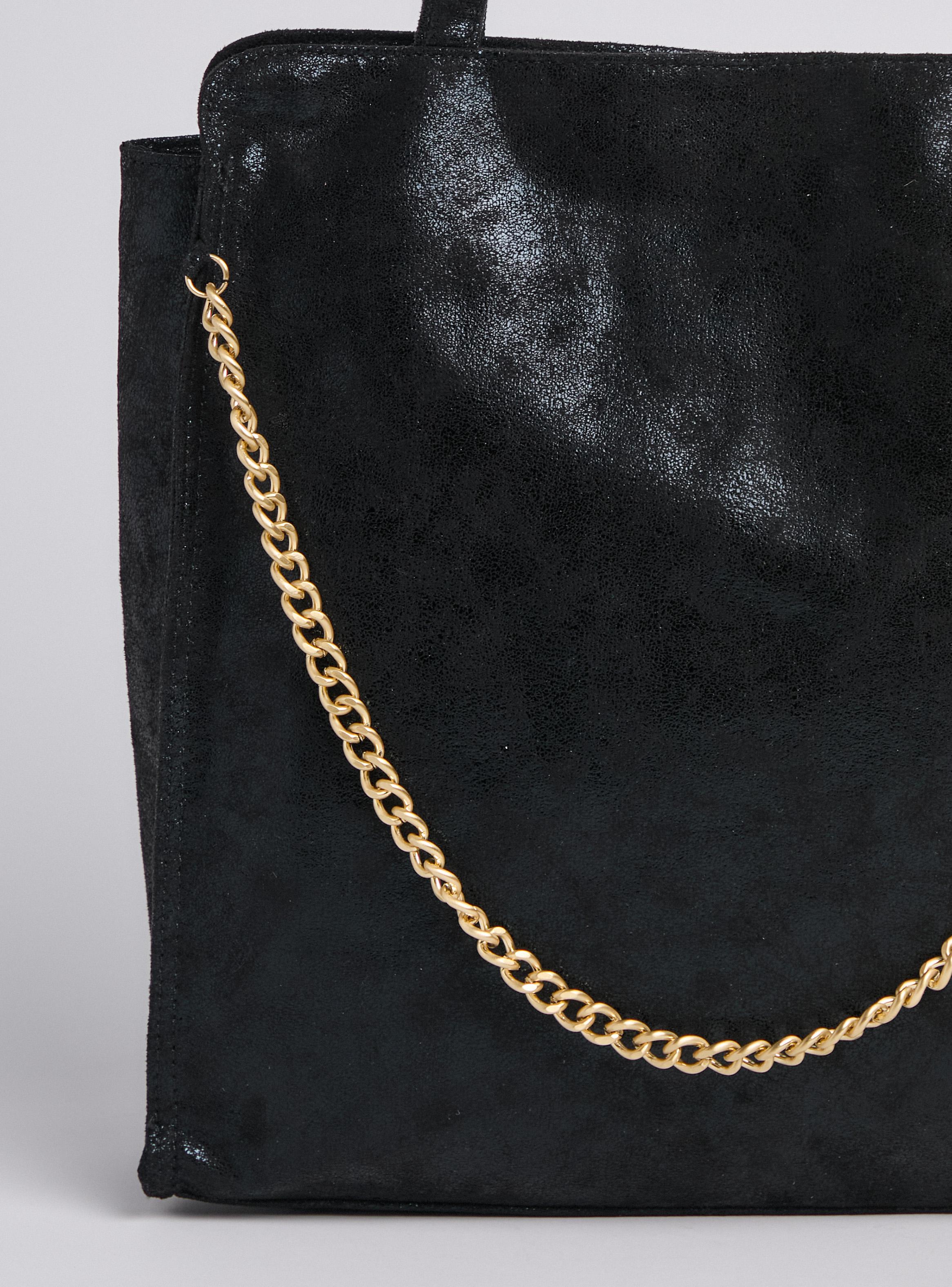 Cartera Totebag Efecto Brillante con Cadena-6