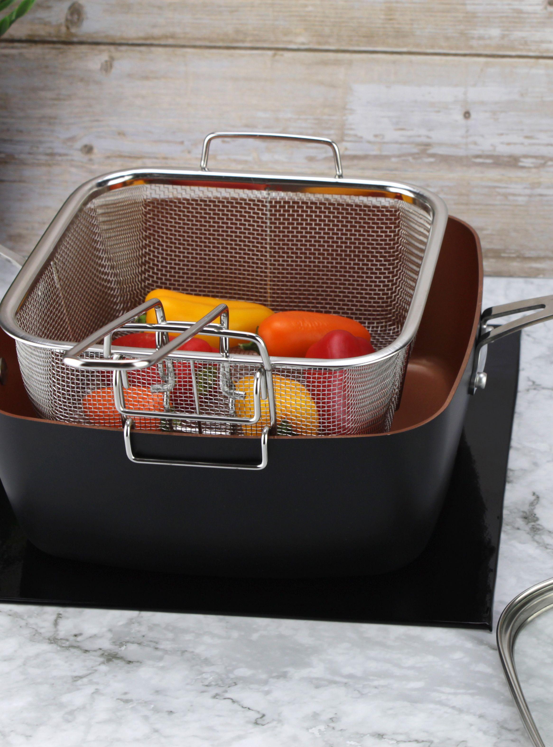 Sartén Freidora 24 cm Champagne Negro Marmicoc-6