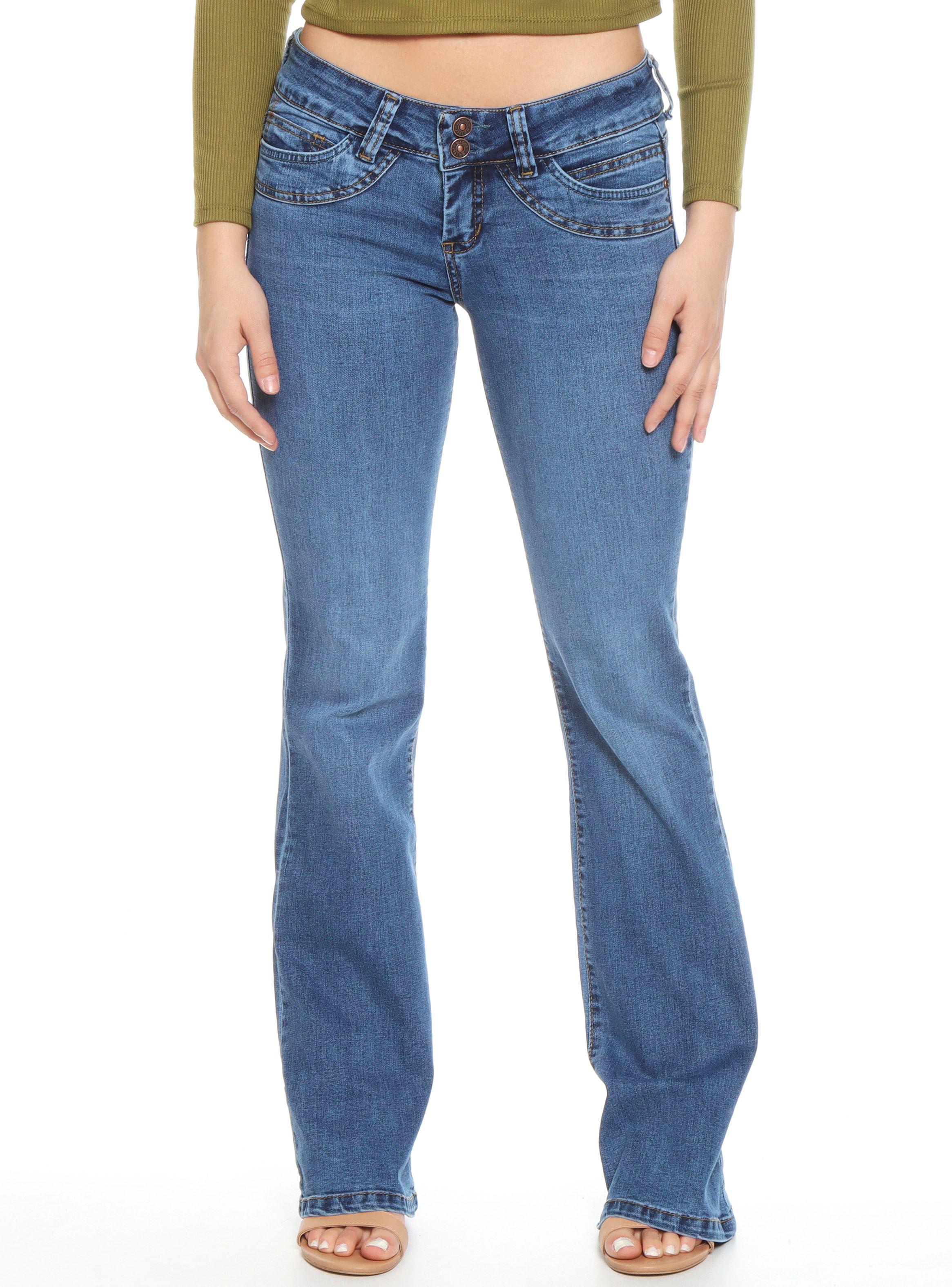 Jeans Flare Tiro Bajo 2 Botones-0