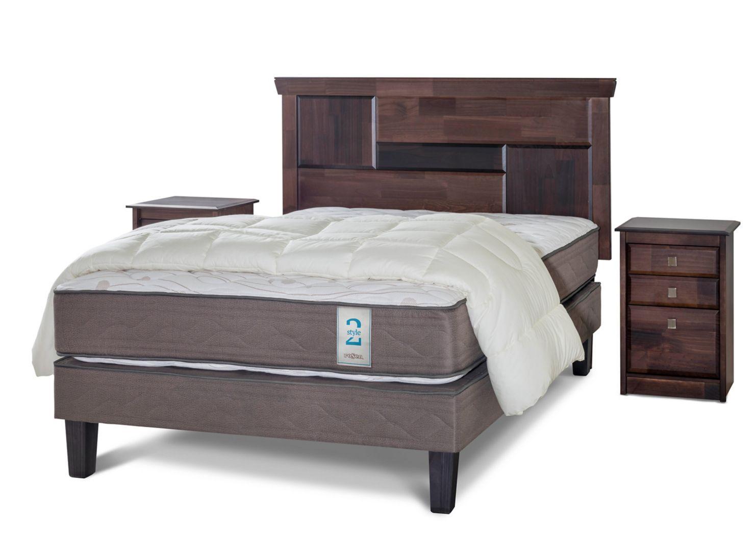 Cama Europea New Style 2 2 Plazas + Set Doménico + Plumón-0