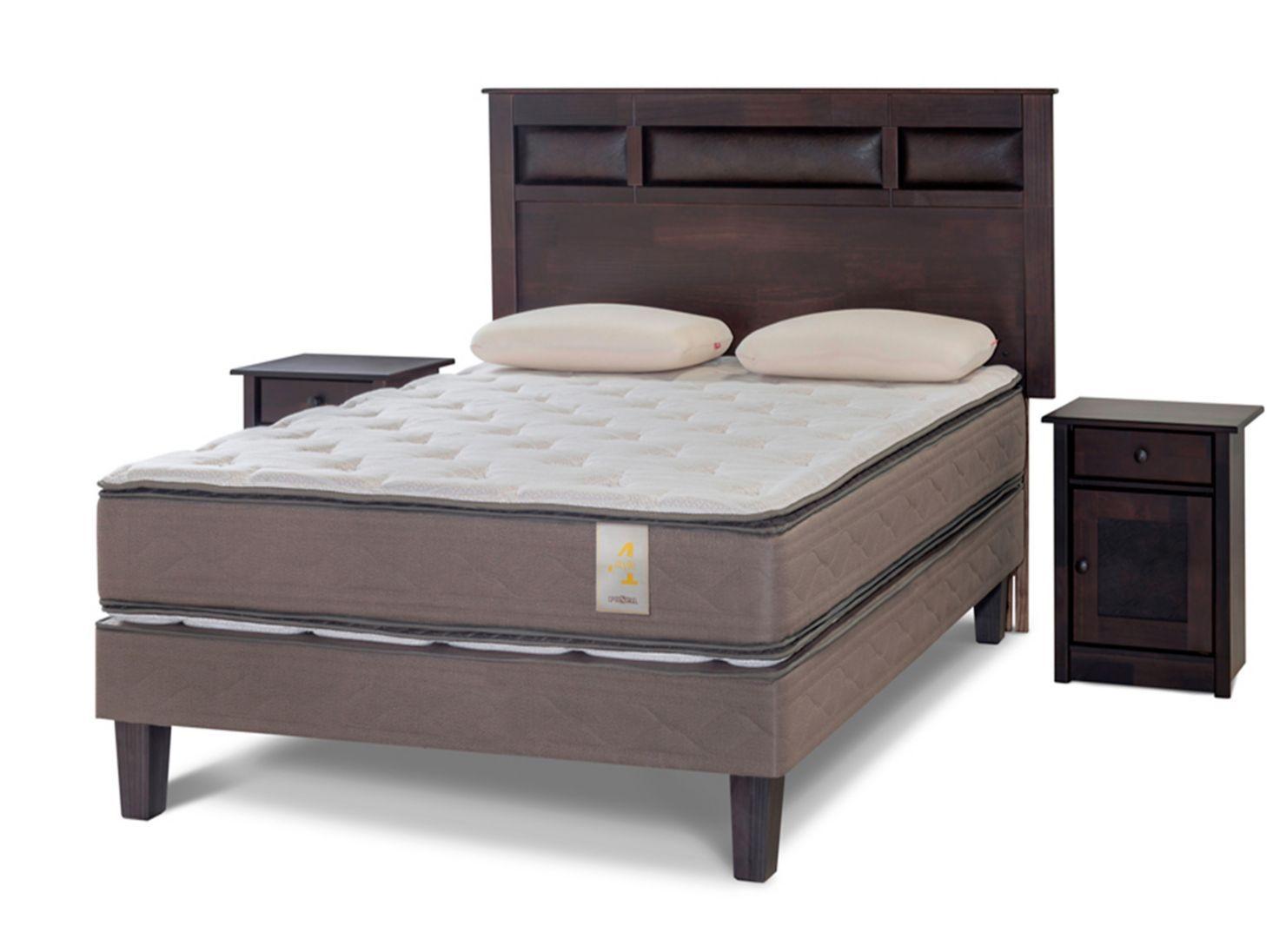Cama Europea New Style 4 2 Plazas + Set Bilbao + Almohadas Memory Max-0