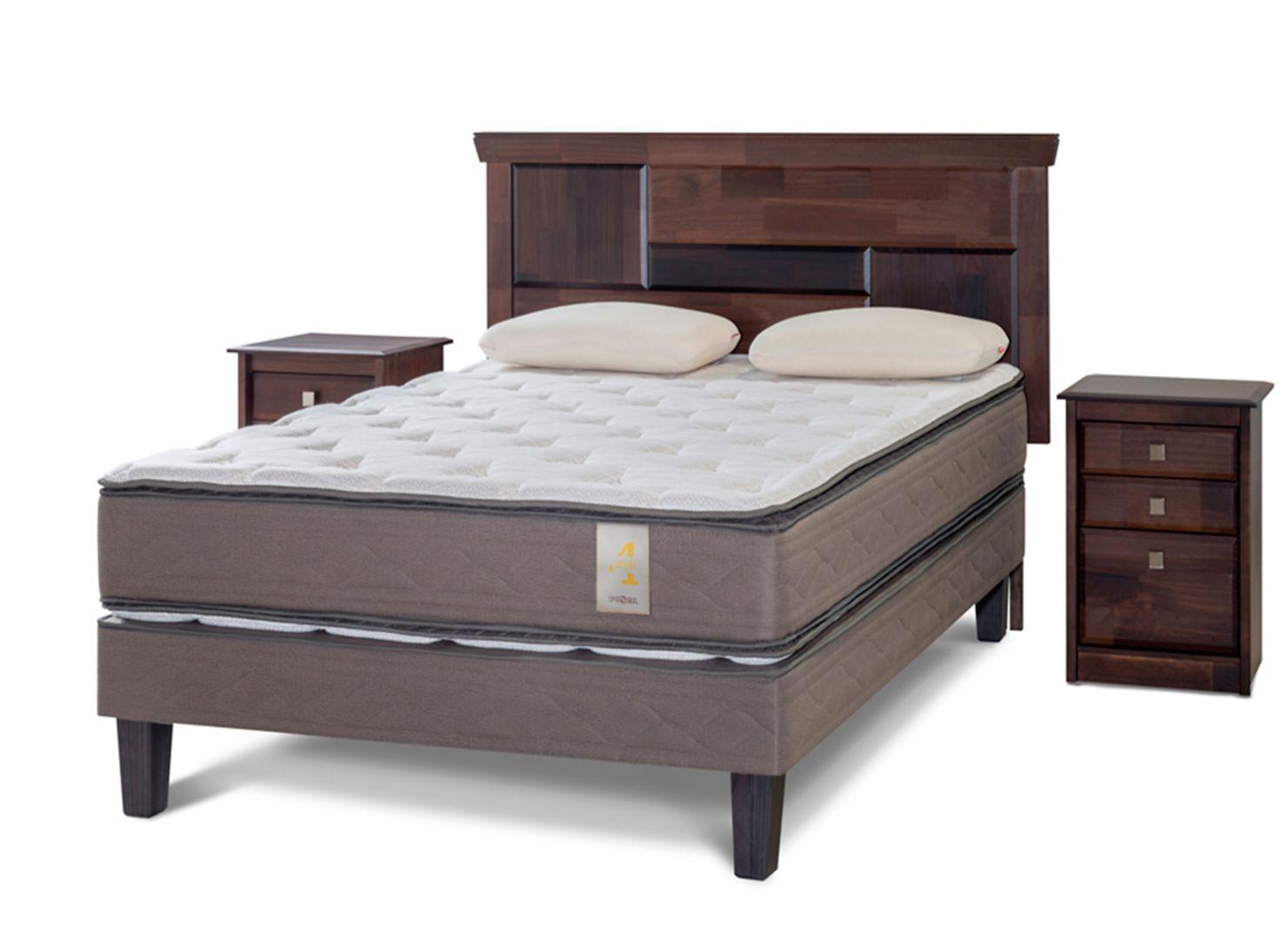 Cama Europea New Style 4 2 Plazas + Set Doménico + Almohadas Memory Max-0