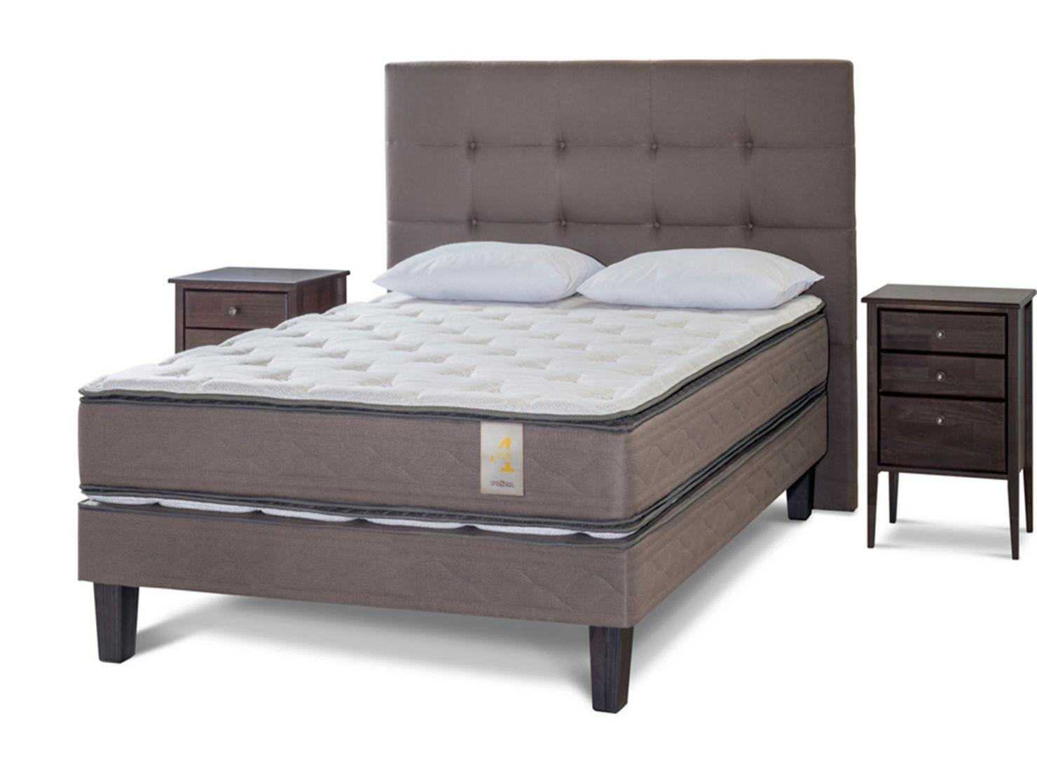Cama Europea New Style 4 2 Plazas + Set Issey + Almohadas-0