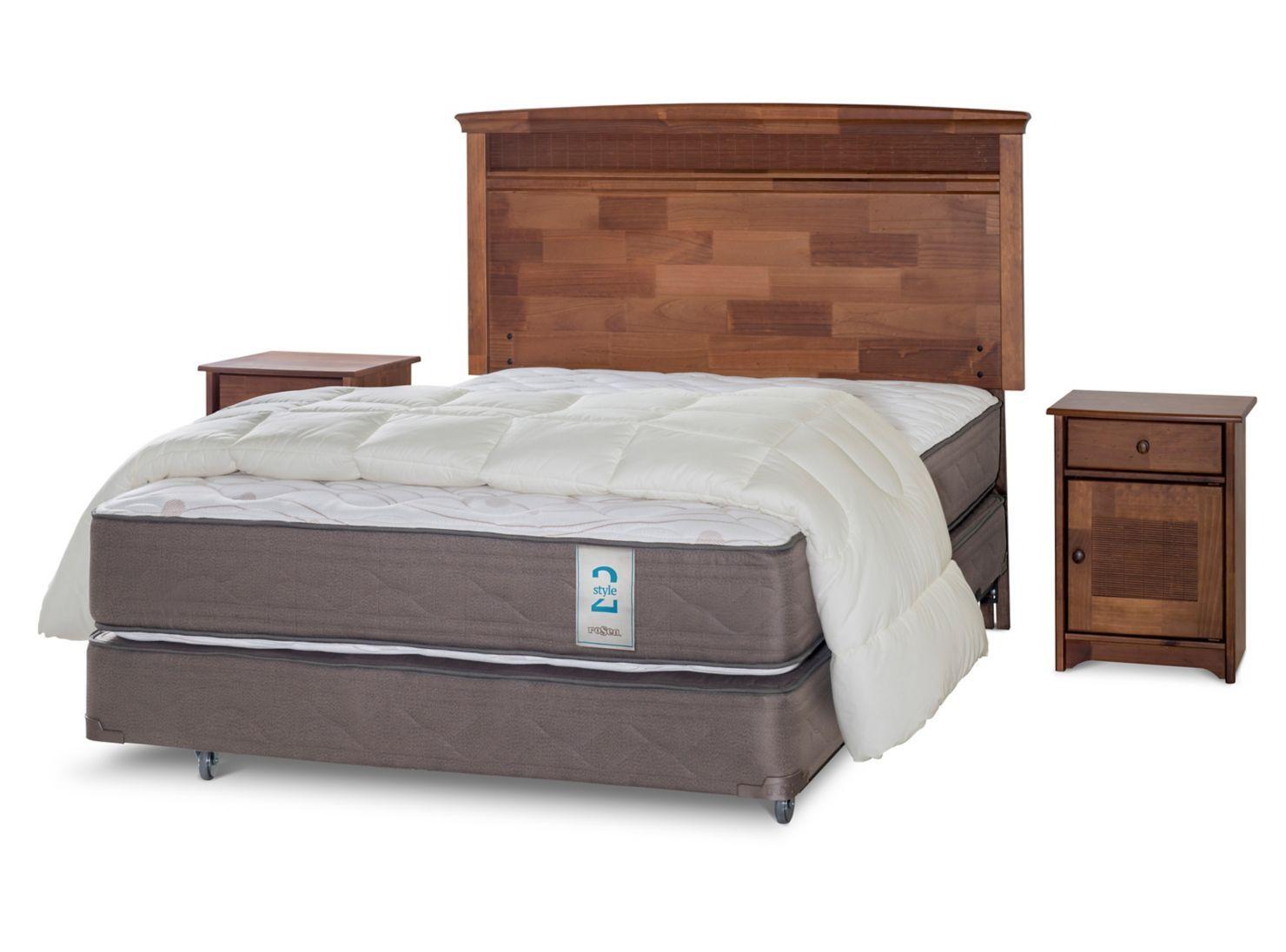 Box Spring New Style 2 2 Plazas + Set Veneto + Plumón-0