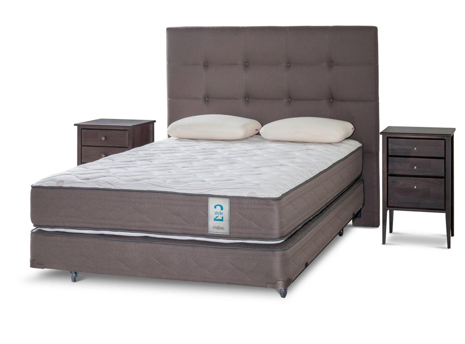 Box Spring New Style 2 2 Plazas + Set Issey + Almohadas Memory Max-0