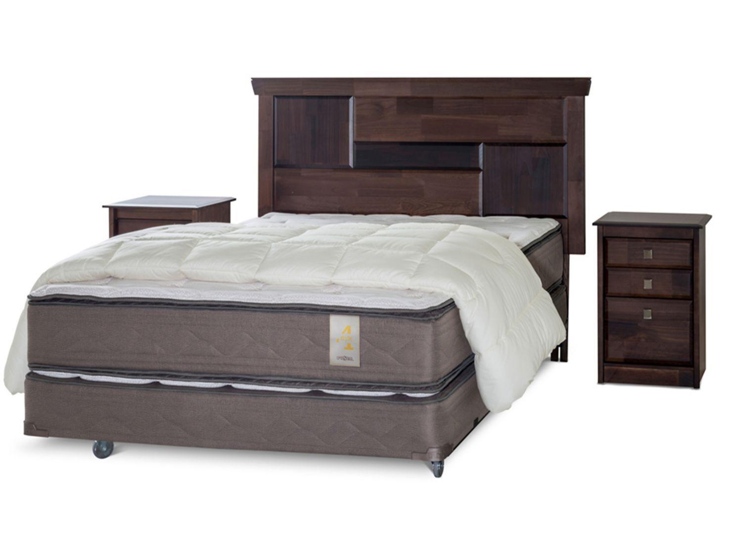 Box Spring New Style 4 2 Plazas + Set Doménico + Plumón-0