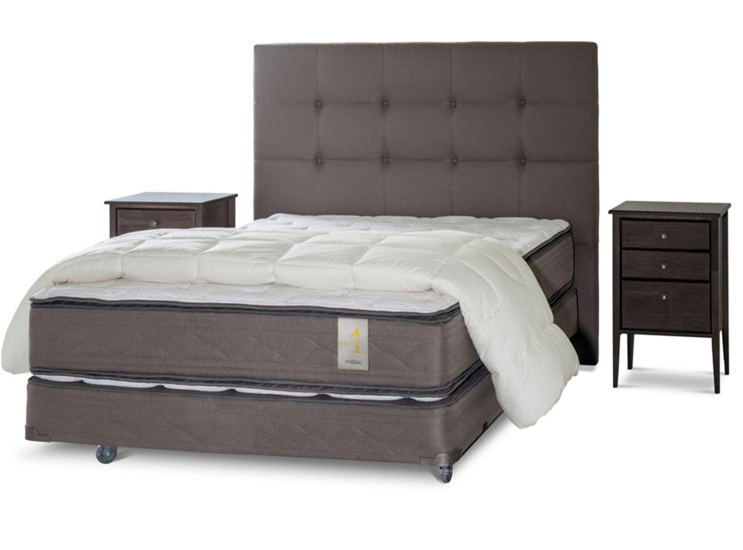 Box Spring New Style 4 2 Plazas + Set Issey + Plumón-0