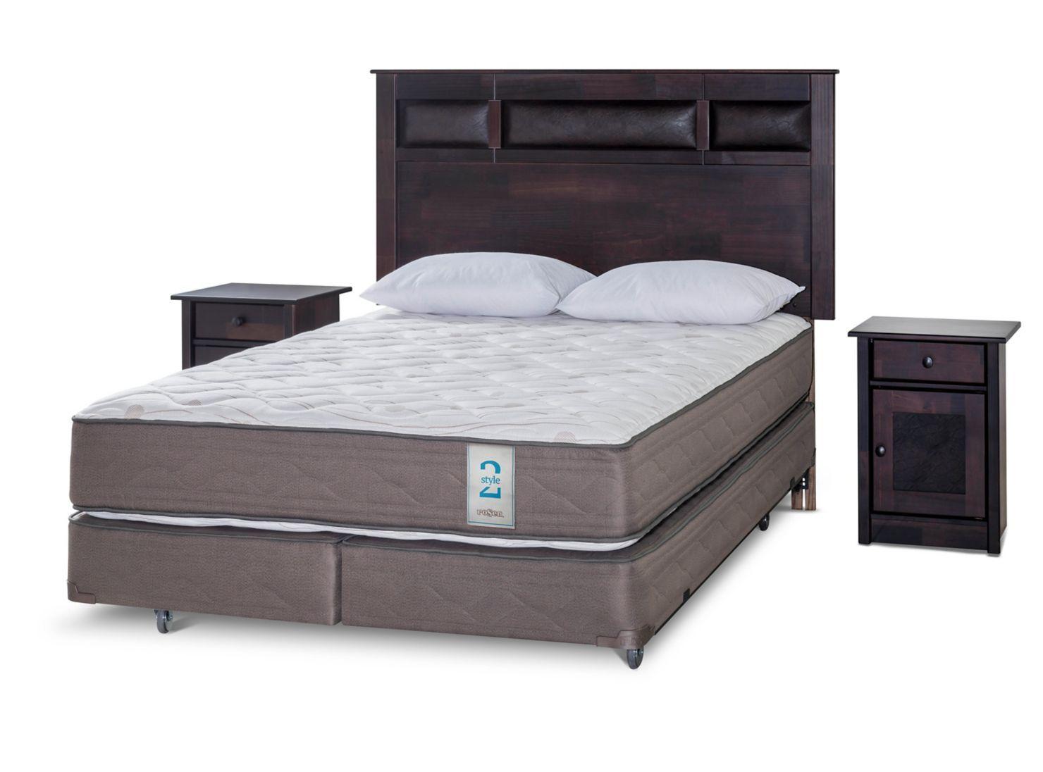 Box Spring New Style 2 2 Plazas Base Dividida + Set Bilbao + Almohadas-0