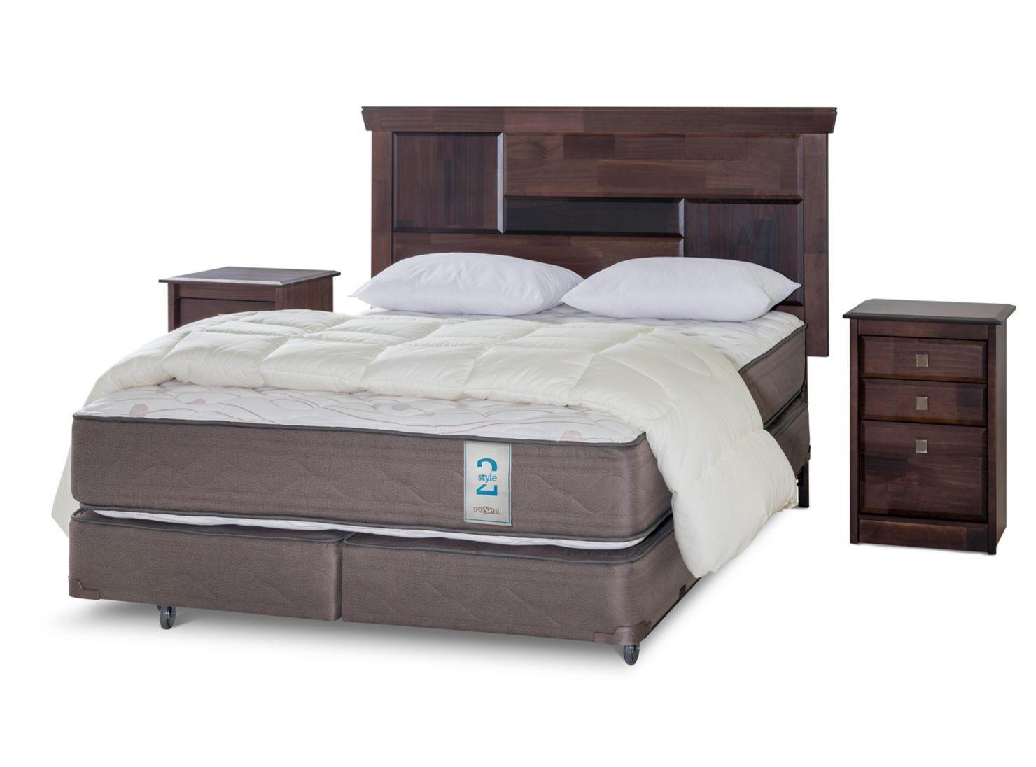 Box Spring New Style 2 2 Plazas Base Dividida + Set Doménico + Plumón + Almohadas-0