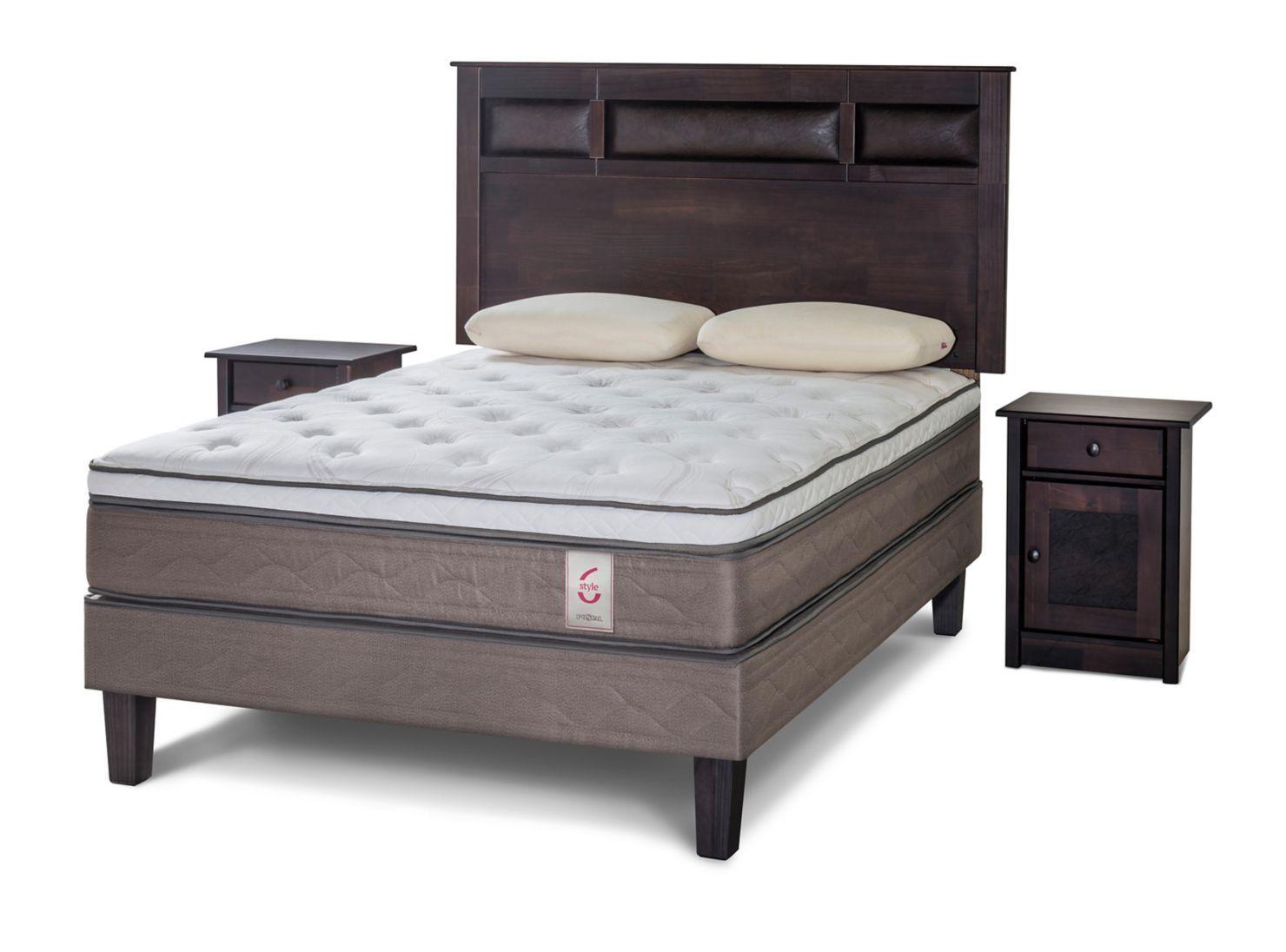 Cama Europea New Style 6 2 Plazas + Set Bilbao + Almohadas Memory Max-0