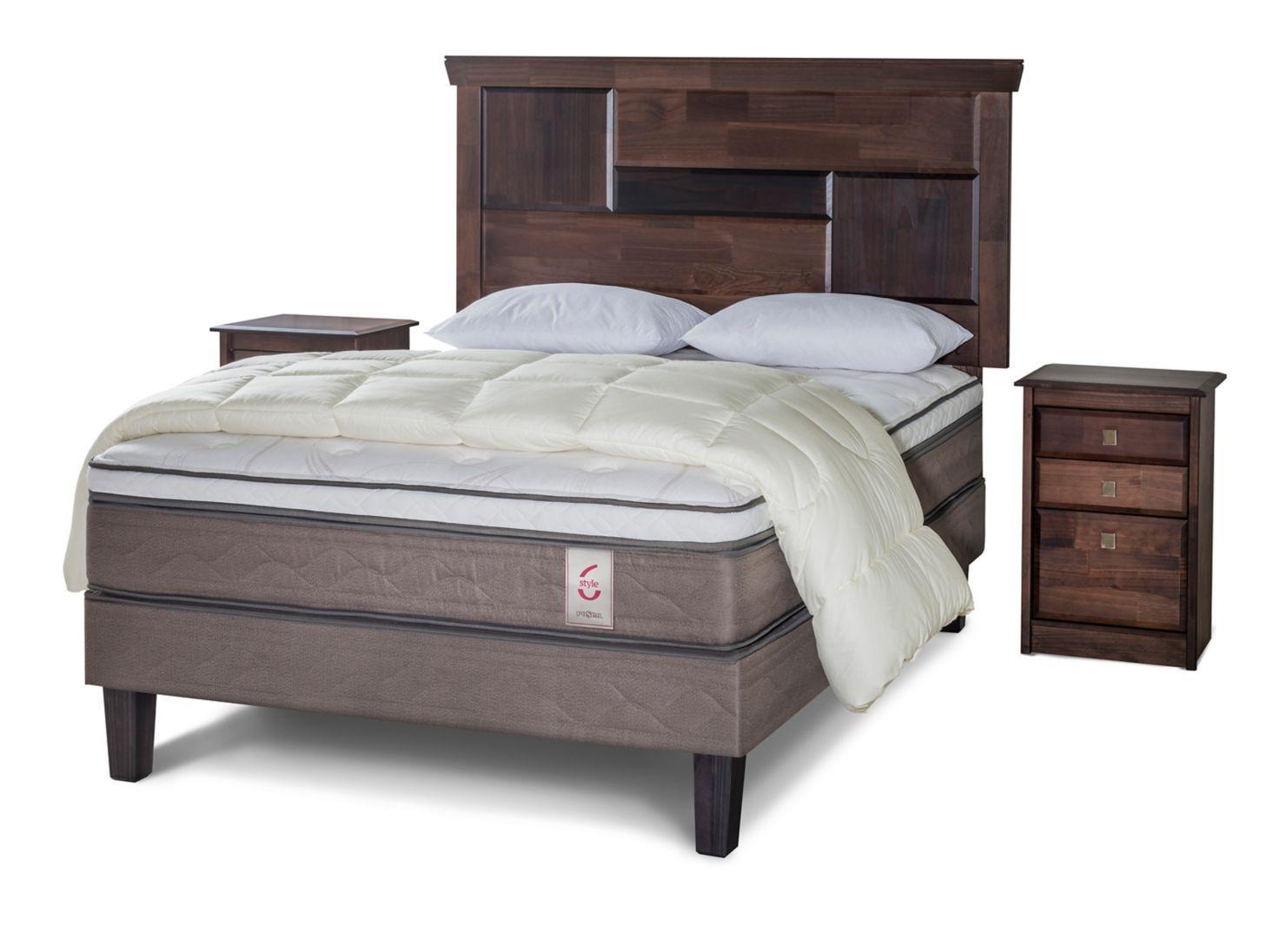 Cama Europea New Style 6 2 Plazas + Set Doménico + Plumón + Almohadas-0
