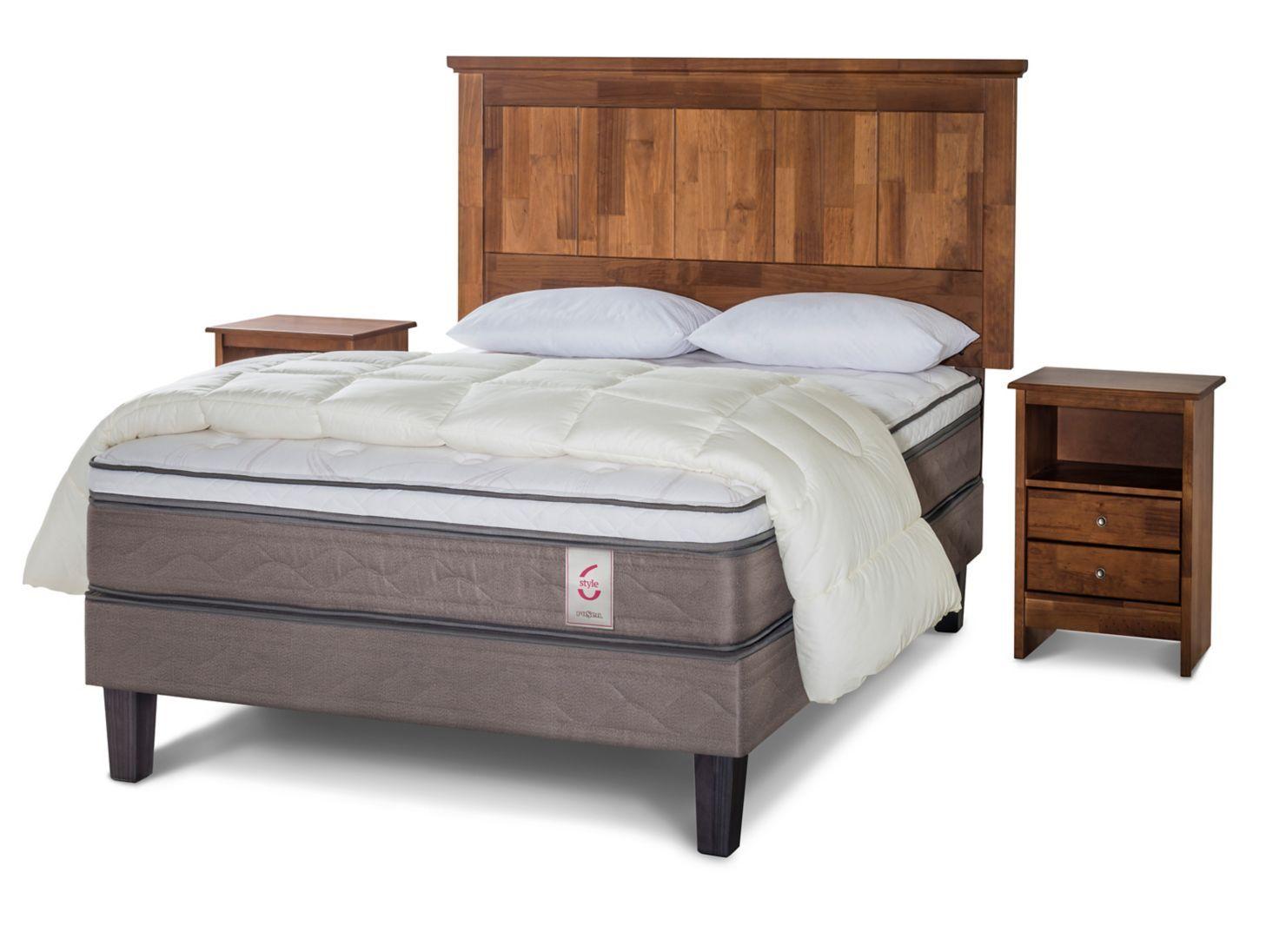 Cama Europea New Style 6 2 Plazas + Set Giorgio + Plumón + Almohadas-0