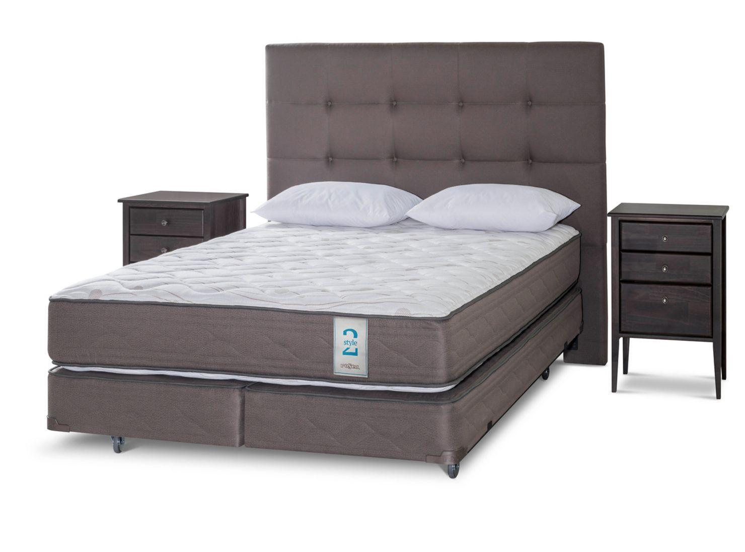 Box Spring New Style 2 2 Plazas Base Dividida + Set Issey + Almohadas-0