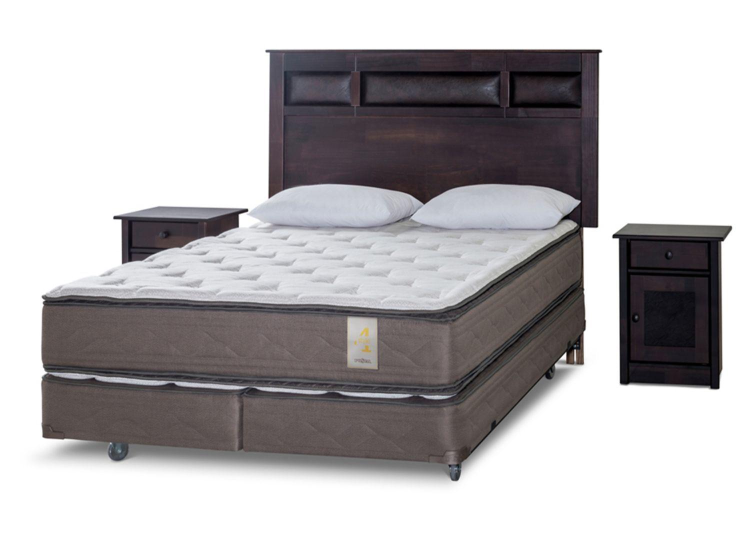 Box Spring New Style 4 2 Plazas Base Dividida + Set Bilbao + Almohadas-0