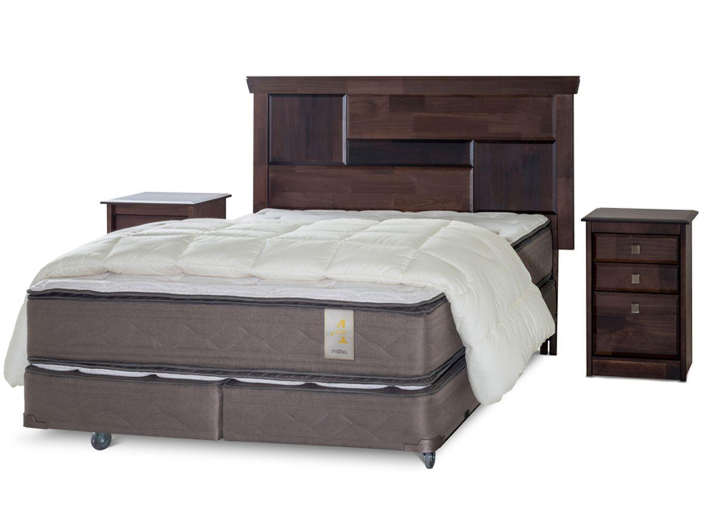 Box Spring New Style 4 2 Plazas Base Dividida + Set Doménico + Plumón-0