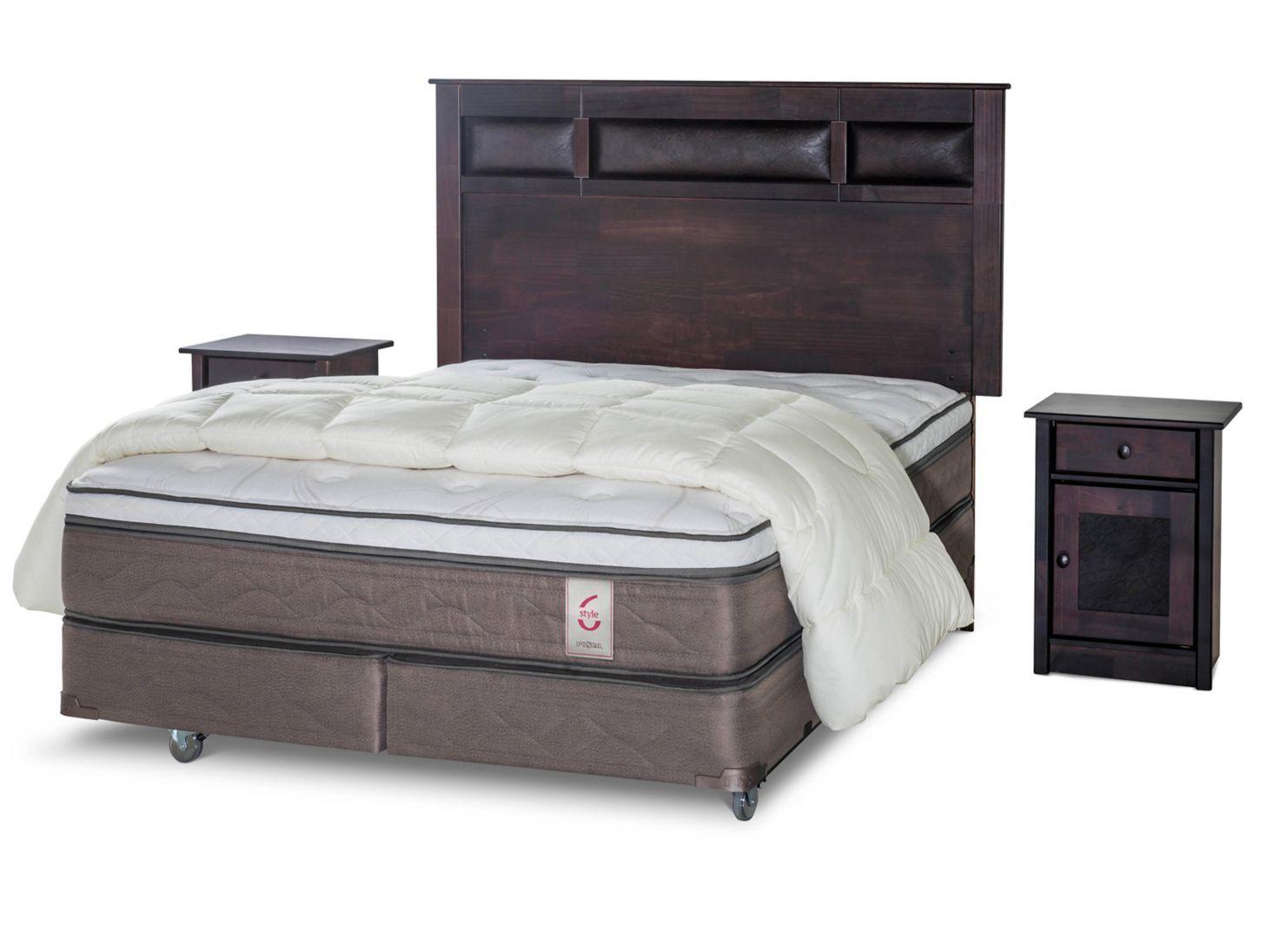Box Spring New Style 6 2 Plazas Base Dividida + Set Bilbao + Plumón-0