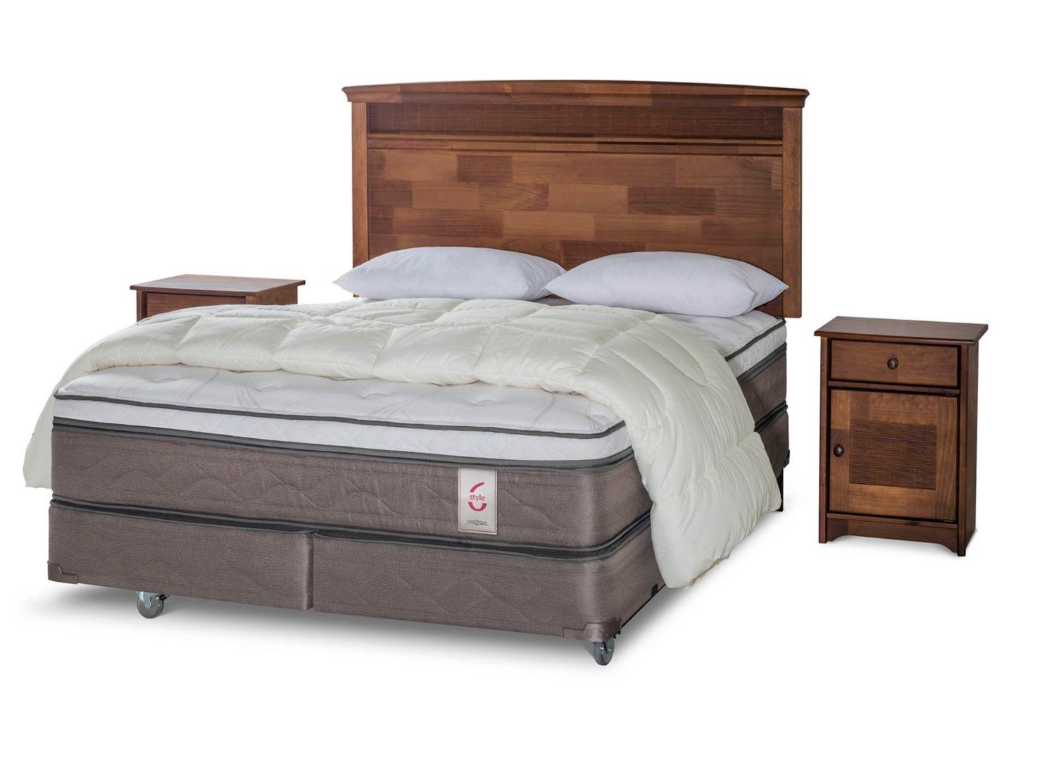 Box Spring New Style 6 2 Plazas Base Dividida + Set Veneto + Plumón + Almohadas-0