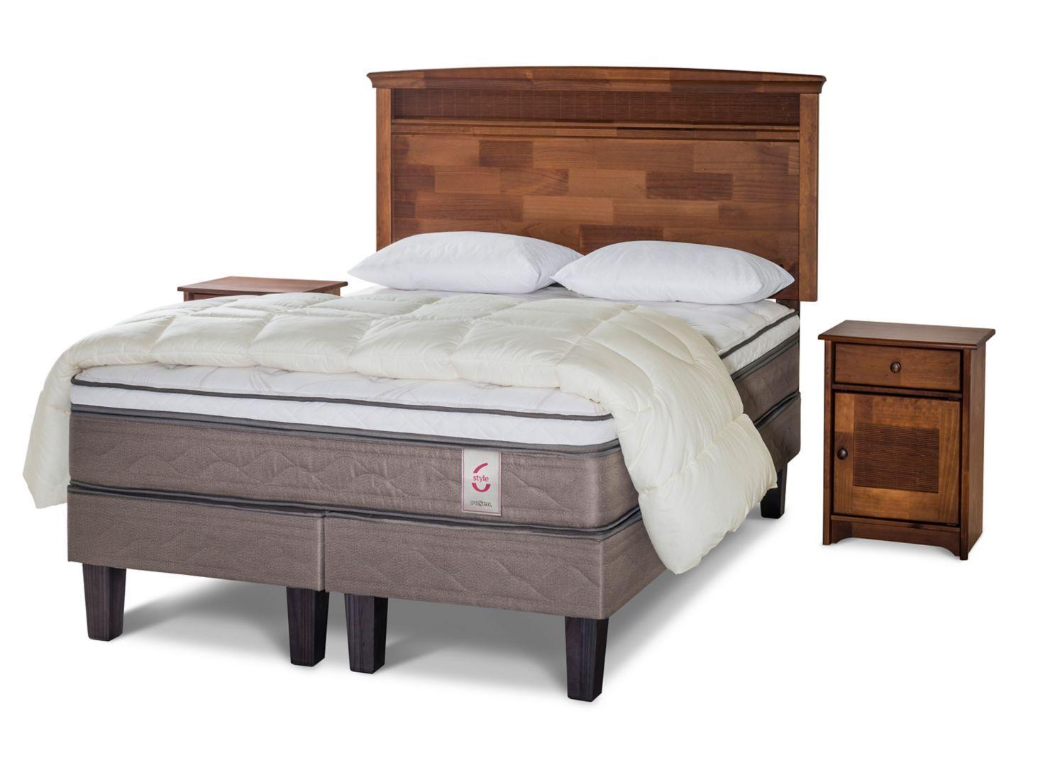Cama Europea New Style 6 2 Plazas Base Dividida + Set Veneto + Plumón + Almohadas-0