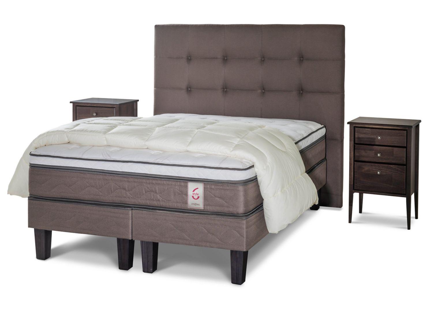 Cama Europea New Style 6 2 Plazas Base Dividida + Set Issey + Plumón-0