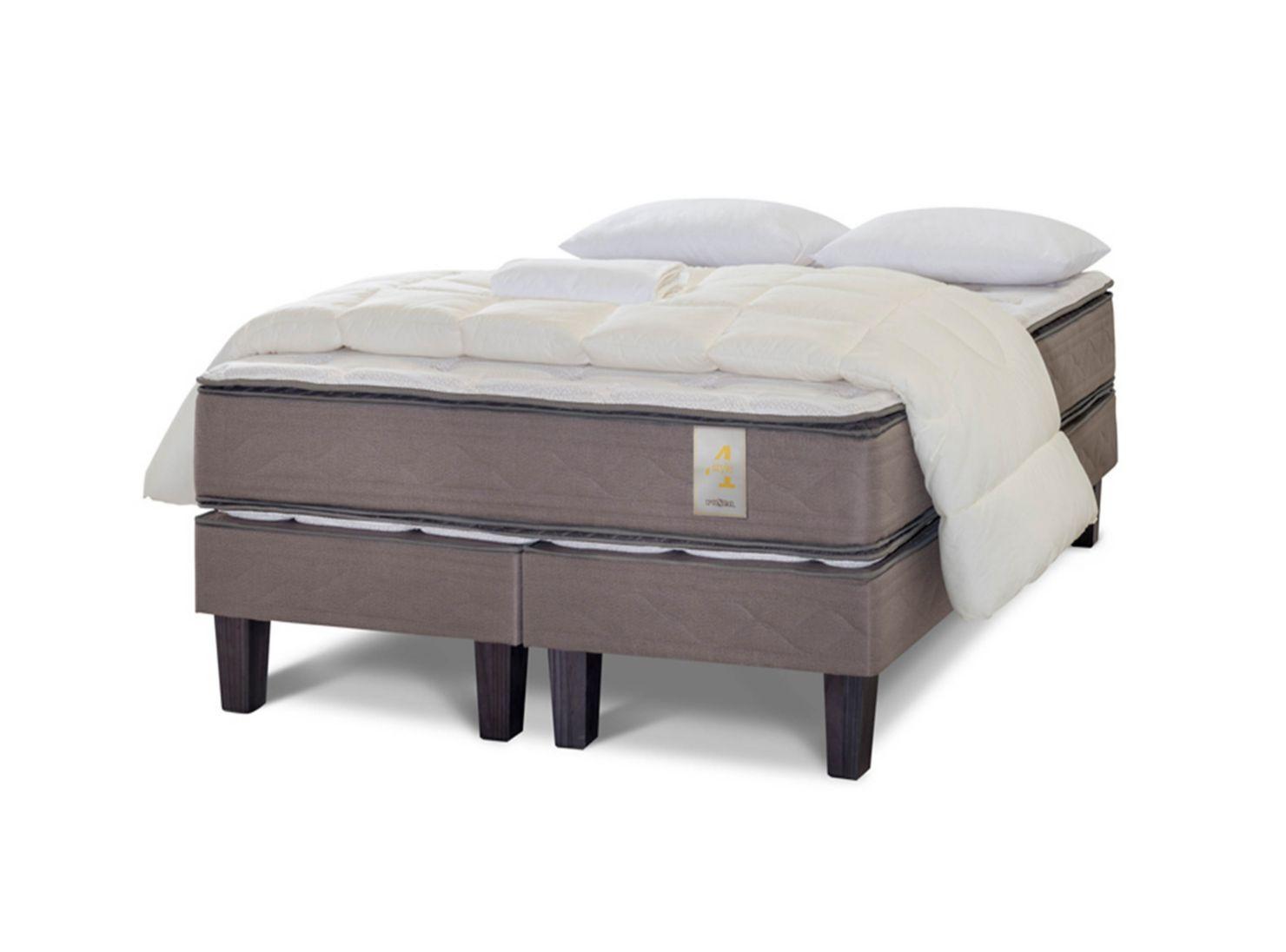 Cama Europea New Style 4 2 Plazas Base Dividida + Set Textil-0