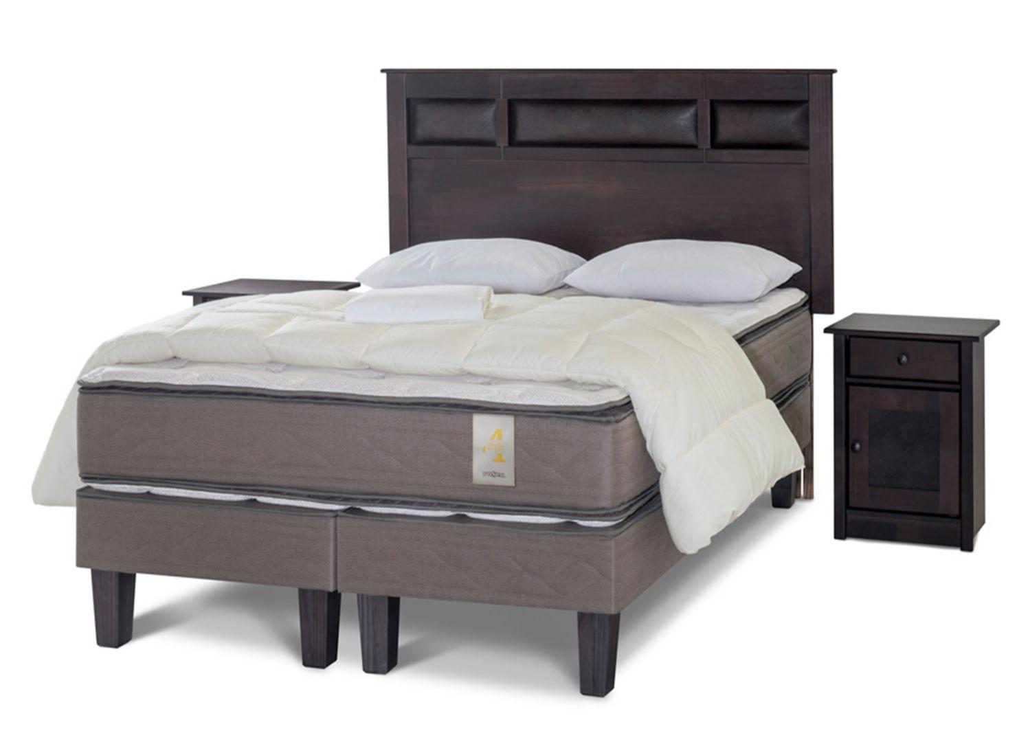Cama Europea New Style 4 2 Plazas Base Dividida + Set Bilbao + Set Textil-0