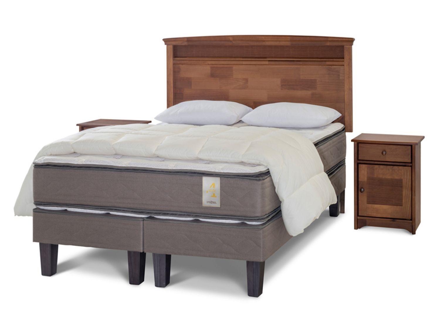 Cama Europea New Style 4 2 Plazas Base Dividida + Set Veneto + Plumón + Almohadas-0
