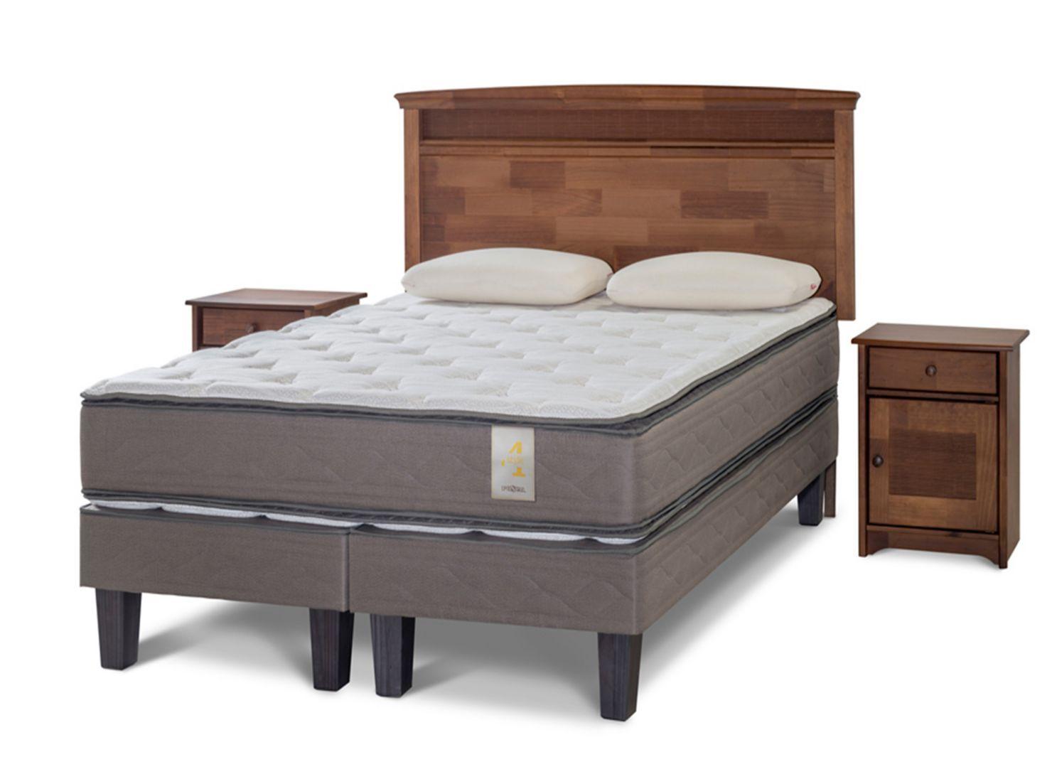 Cama Europea New Style 4 2 Plazas Base Dividida + Set Veneto + Almohadas Memory Max-0