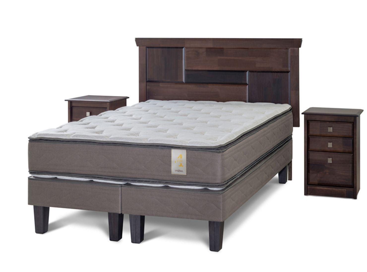 Cama Europea New Style 4 2 Plazas Base Dividida + Set Doménico-0