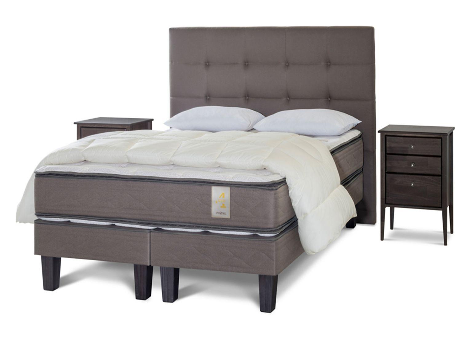 Cama Europea New Style 4 2 Plazas Base Dividida + Set Issey + Plumón + Almohadas-0