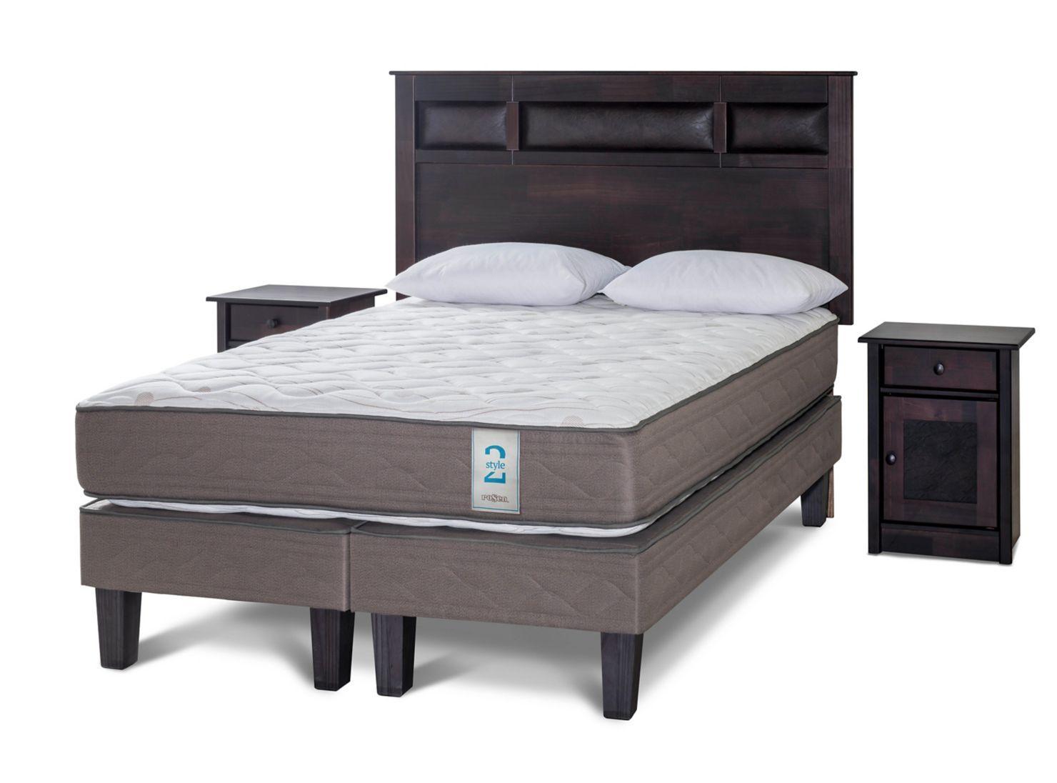 Cama Europea New Style 2 2 Plazas Base Dividida + Set Bilbao + Almohadas-0