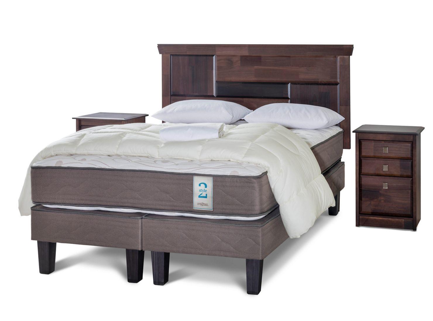 Cama Europea New Style 2 2 Plazas Base Dividida + Set Doménico + Set Textil-0
