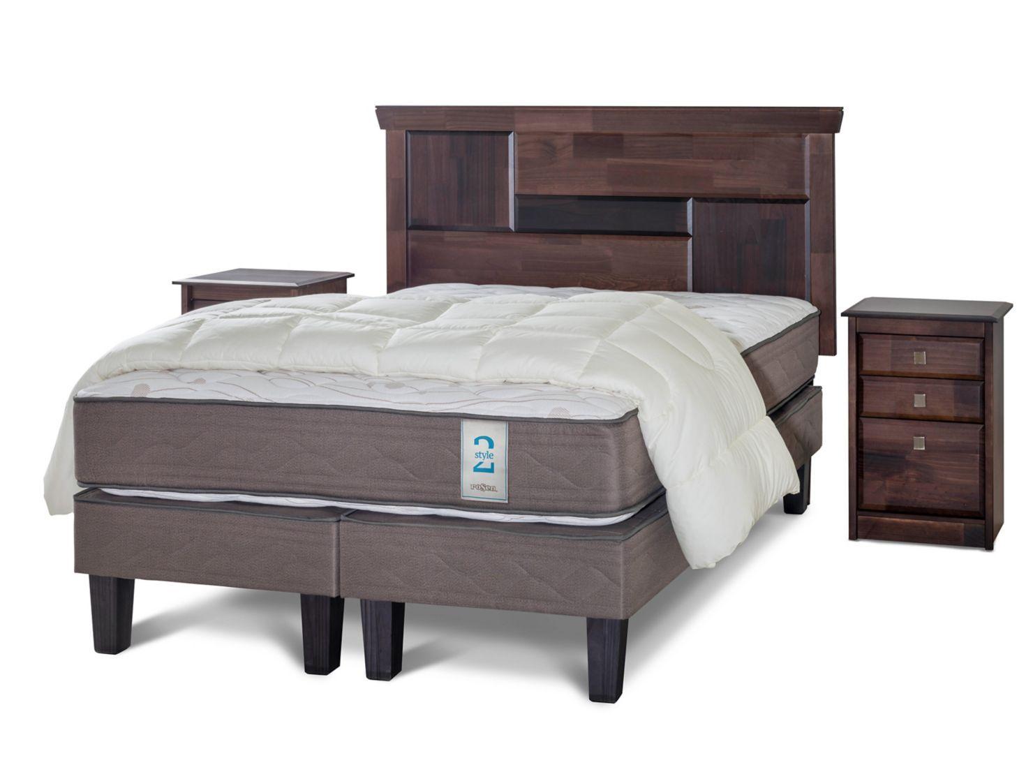 Cama Europea New Style 2 2 Plazas Base Dividida + Set Doménico + Plumón-0