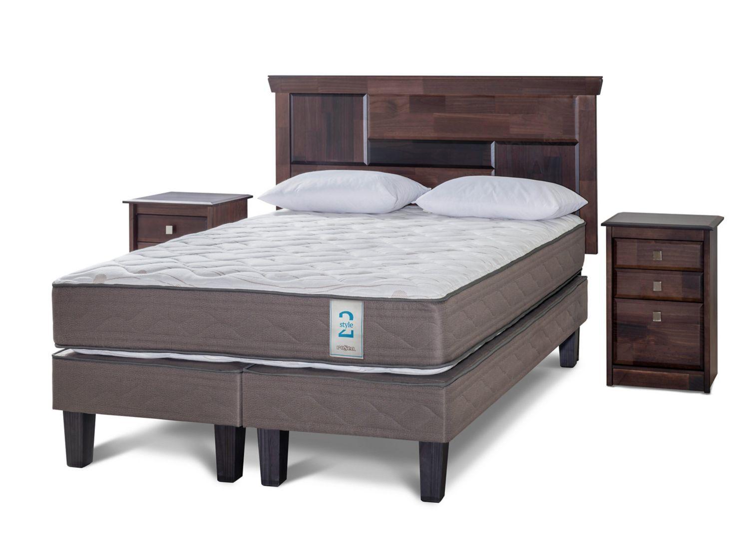 Cama Europea New Style 2 2 Plazas Base Dividida + Set Doménico + Almohadas-0