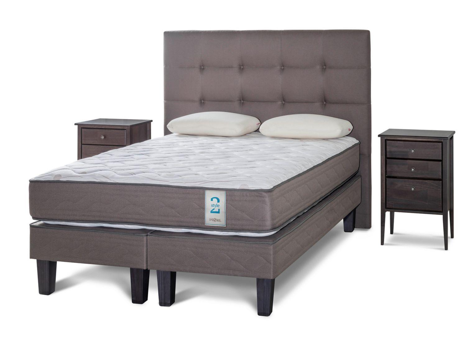 Cama Europea New Style 2 2 Plazas Base Dividida + Set Issey + Almohadas Memory Max-0