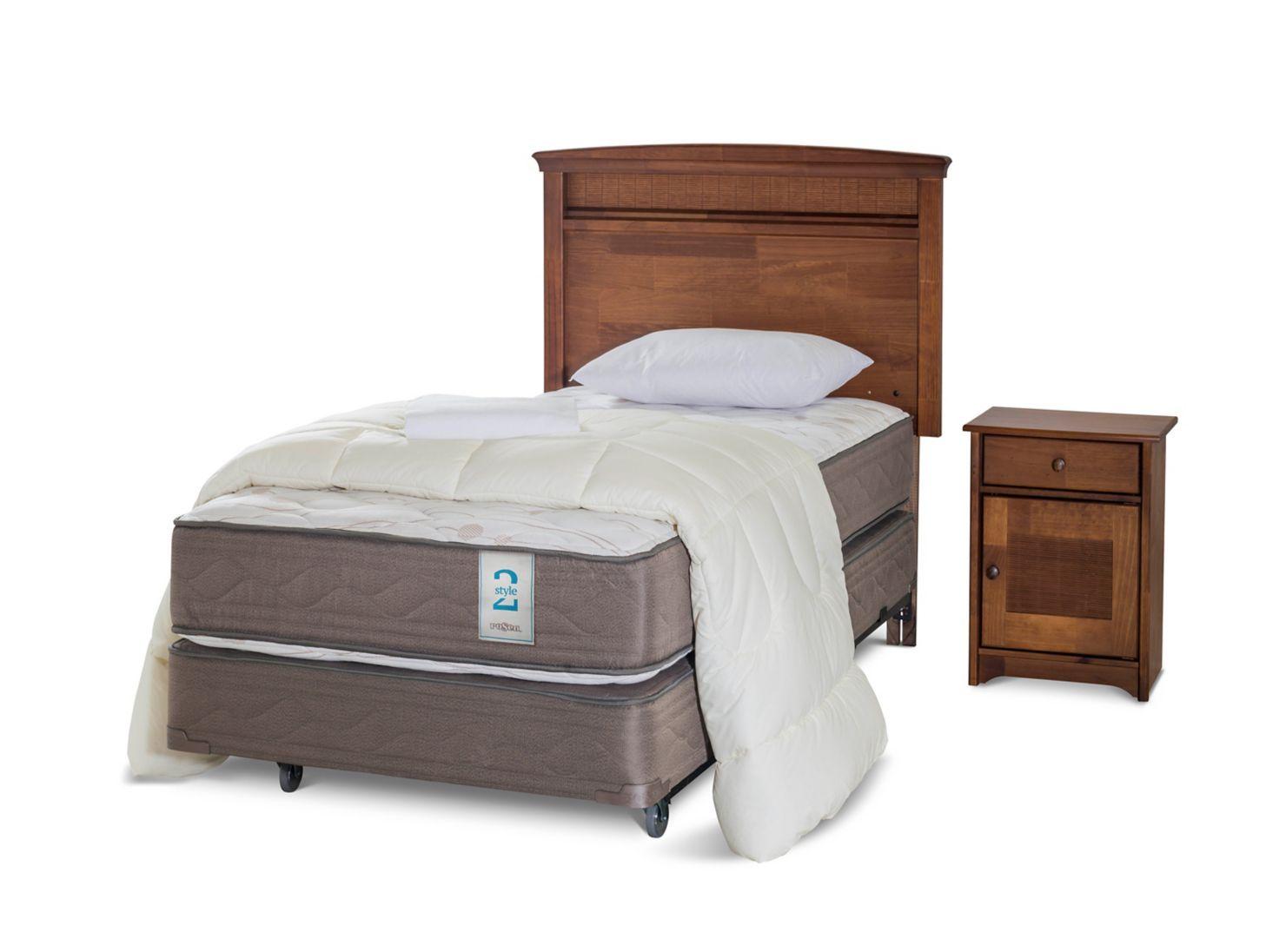 Box Spring New Style 2 1.5 Plazas + Set Veneto + Set Textil-0