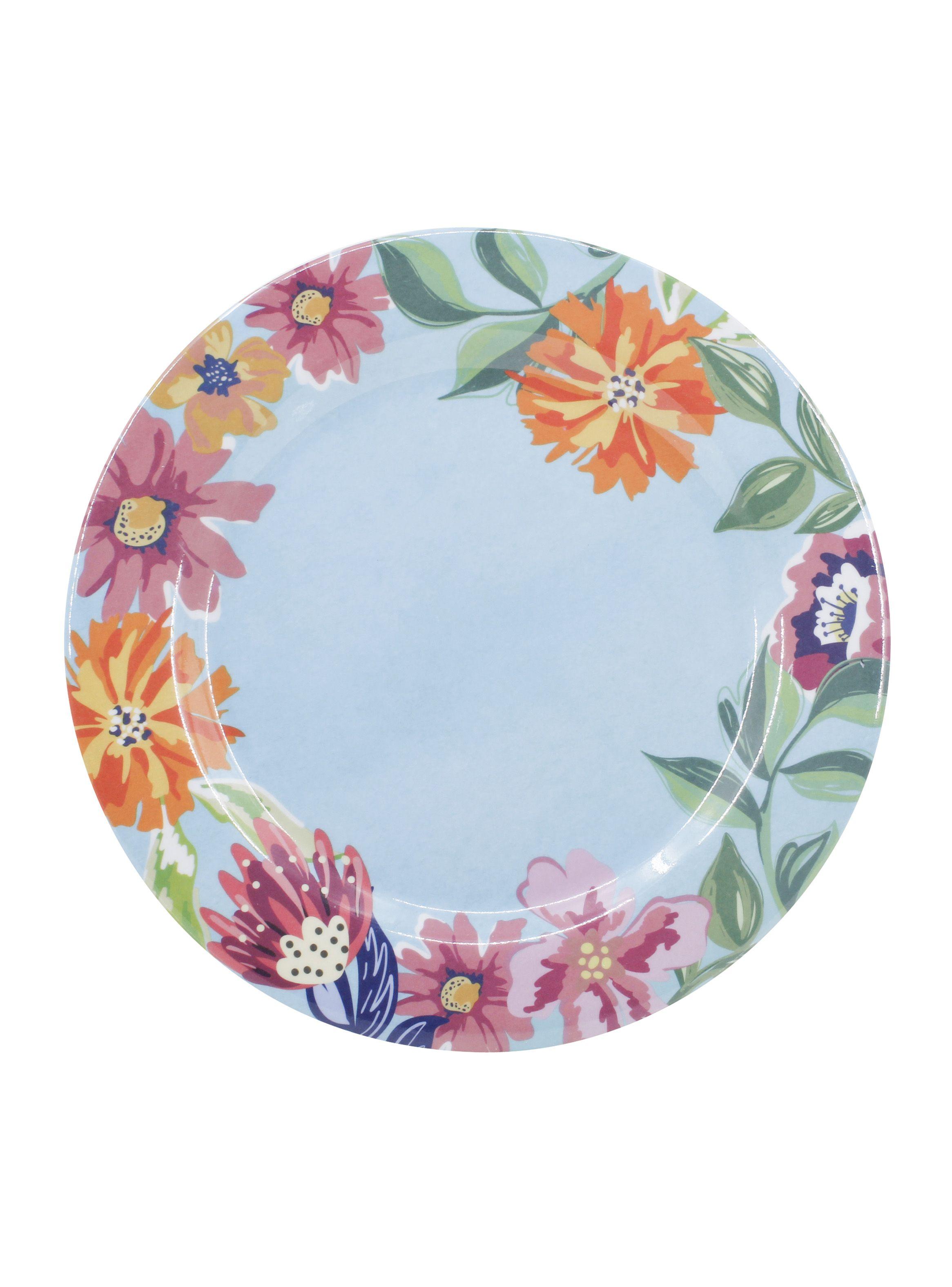 Plato 25.4 cm Flores Melamina-0