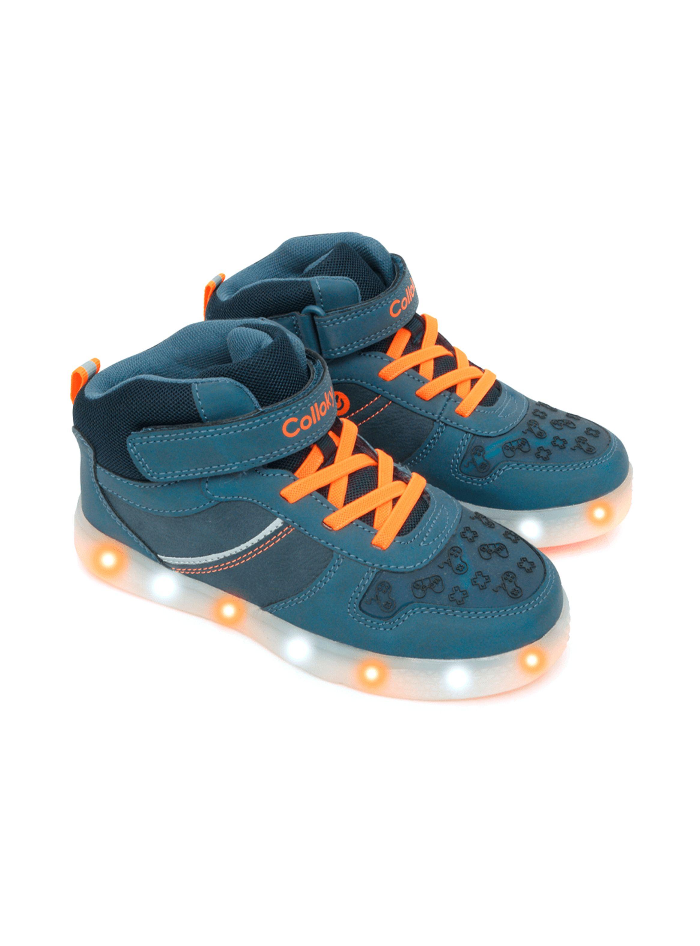 Zapatilla Urbana  Luces Gamer Velcro Elástico Niño-1