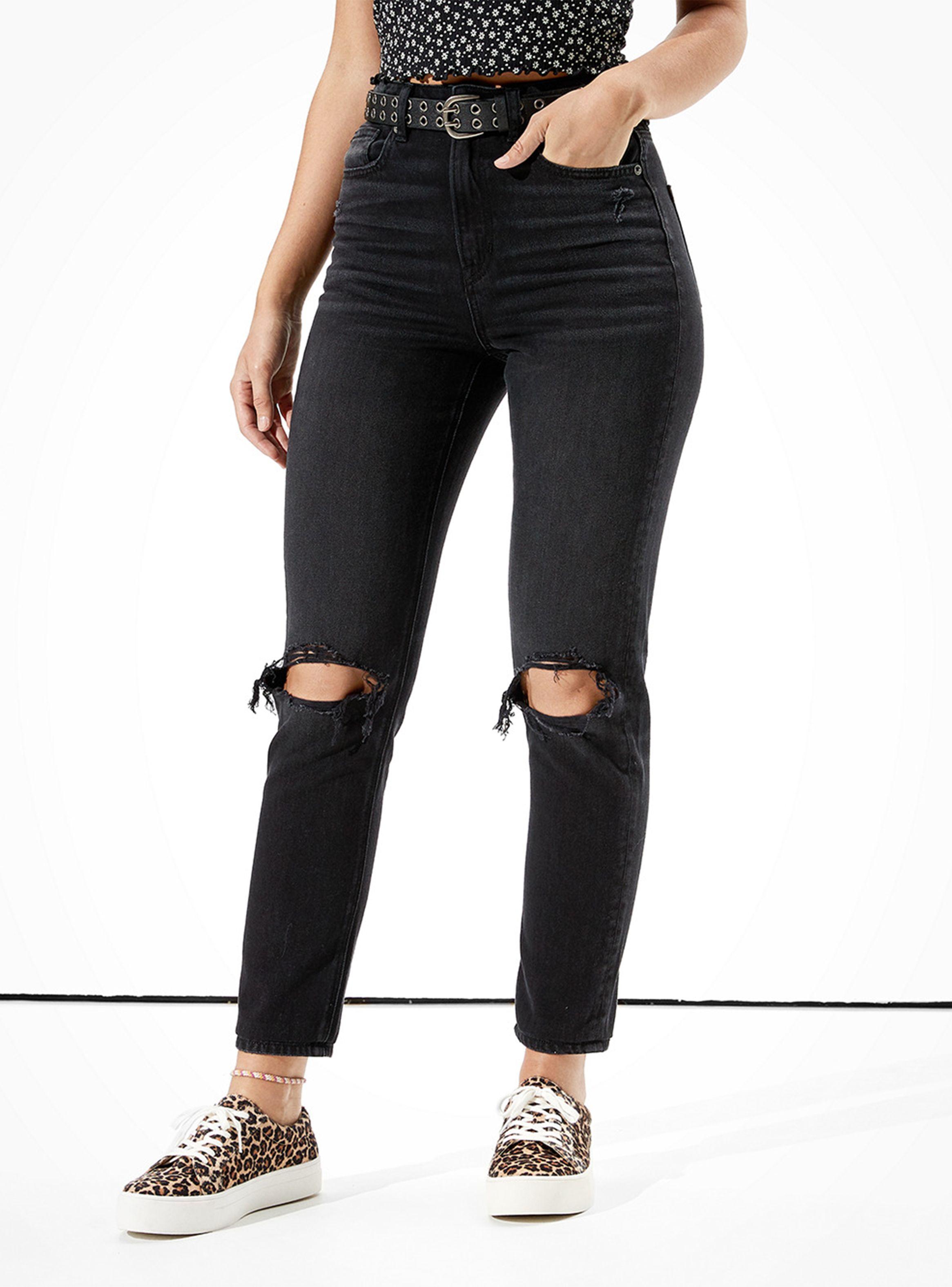 Jeans Mom Ripped Dark-0