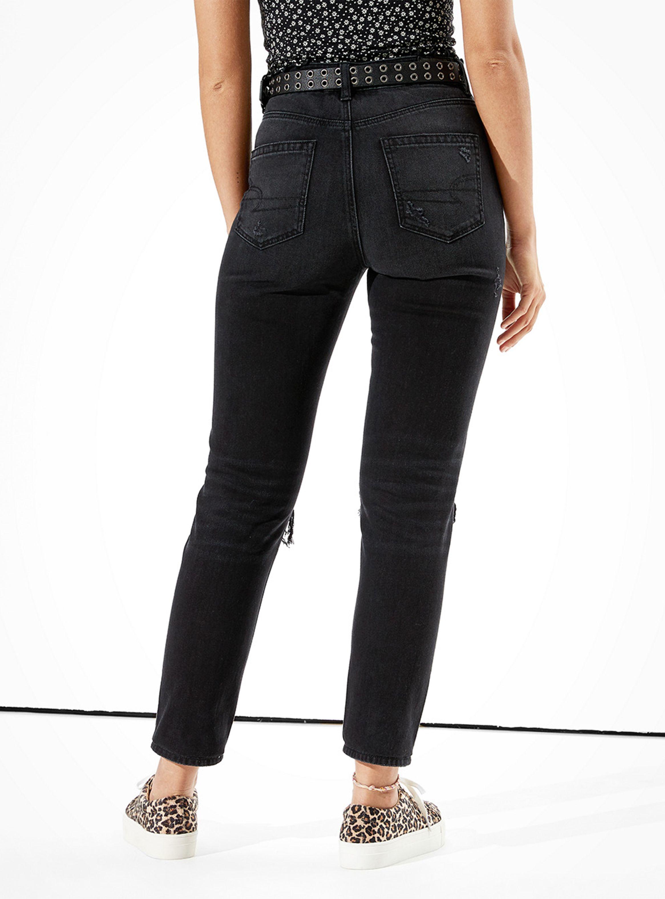 Jeans Mom Ripped Dark-1