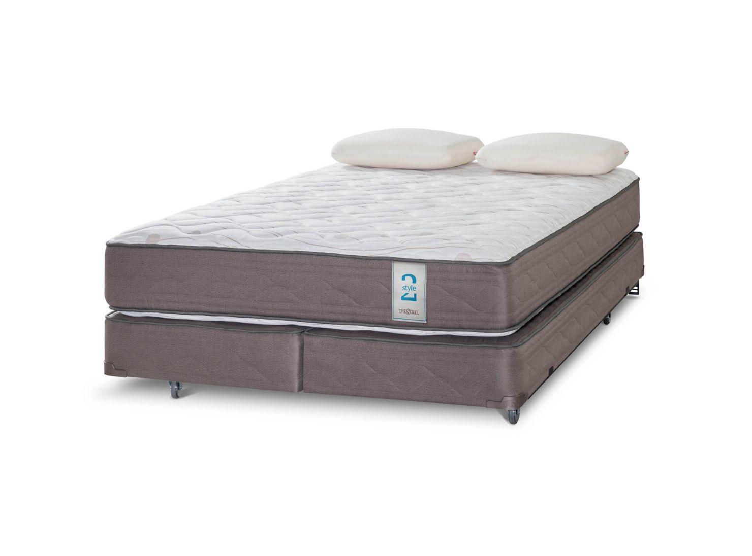 Box Spring New Style 2 2 Plazas Base Dividida + Almohadas Memory Max-0